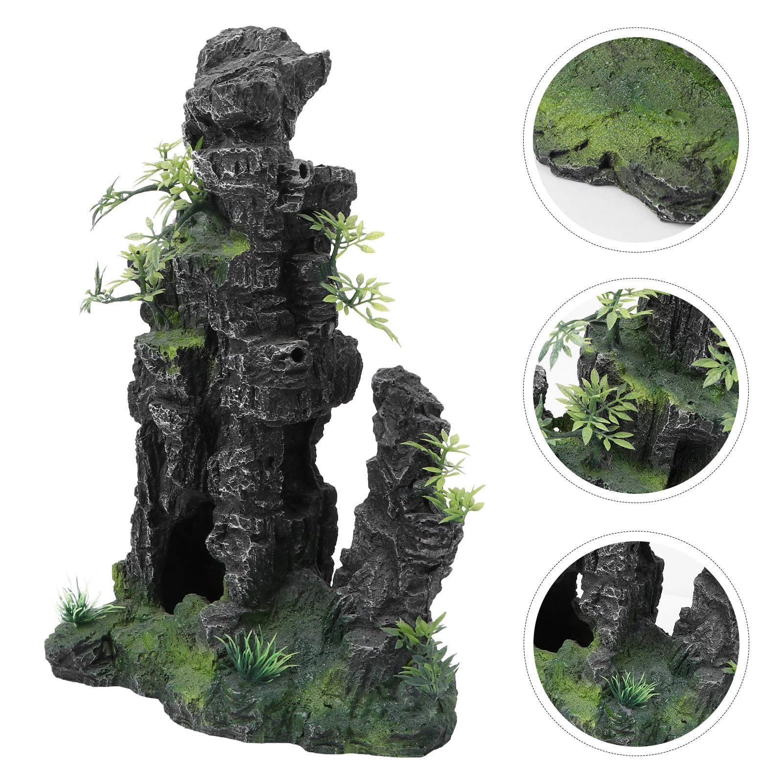 Aquarium Felsornament aus Bruchfestem Harz Realistische Steingarten Dekoration in Naturstein Optik Unbedenklich für Fische für Aquarium Landschaft und Schreibtisch Deko