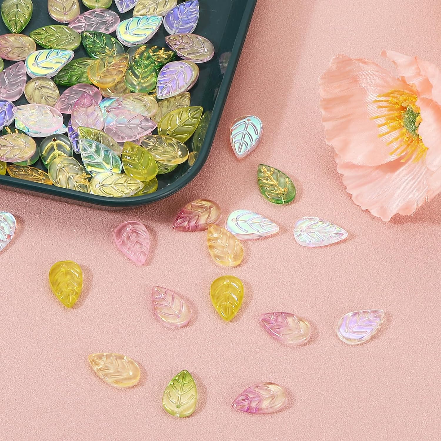 PATIKIL 18 x 11mm Czech Glass Leaf Beads, 50 Pcs Crystal Leaf Beads for Jewelry Making DIY Craft Bracelet Necklaces Earrings, AB Color - Image 5
