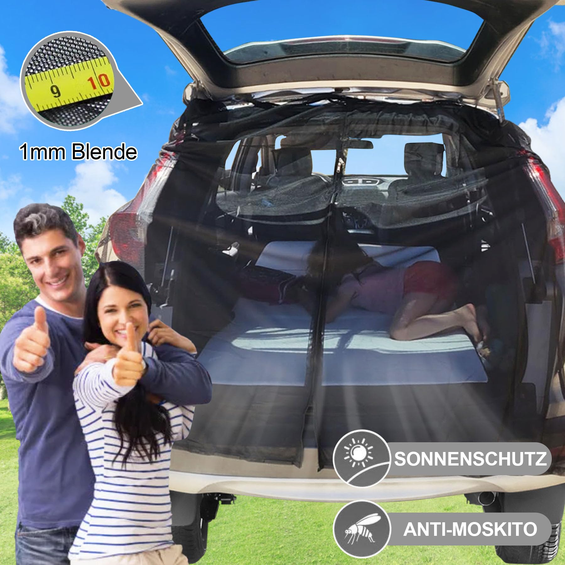 Mosquitera Magnética Para Coche - 170x150cm, Ideal Para Camping Y Viajes