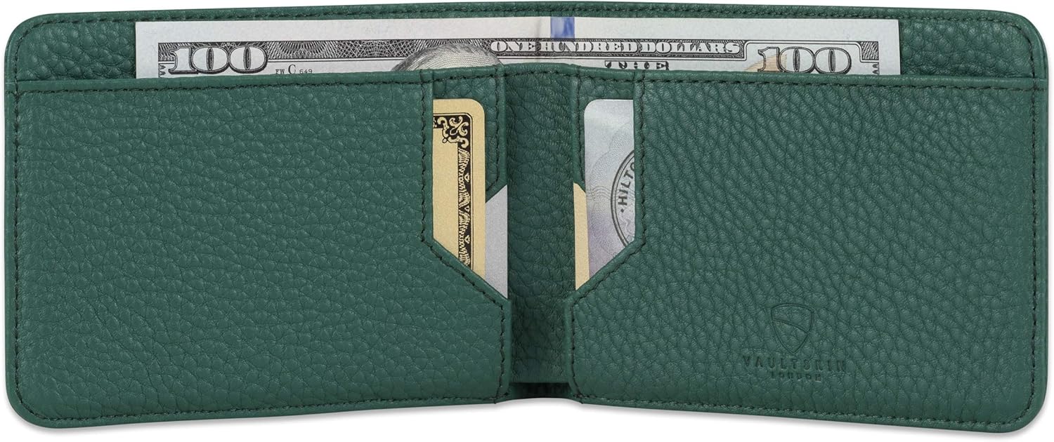 Vaultskin MANHATTAN Slim RFID Blocking Bifold Leather Wallet for Men - Minimalist Front Pocket Card Holder, Holds 9 Cards & Cash, Premium Italian Leather - Image 2