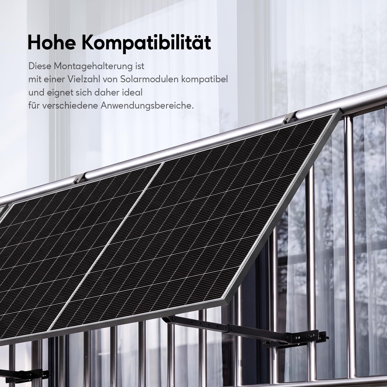 Zendure Solarmodul-Balkonhalterung, Verstellbarer Winkel (0-40°), Auszugslänge 41-65 cm, Einfache Montage, Geeignet für 2 Photovoltaikmodule