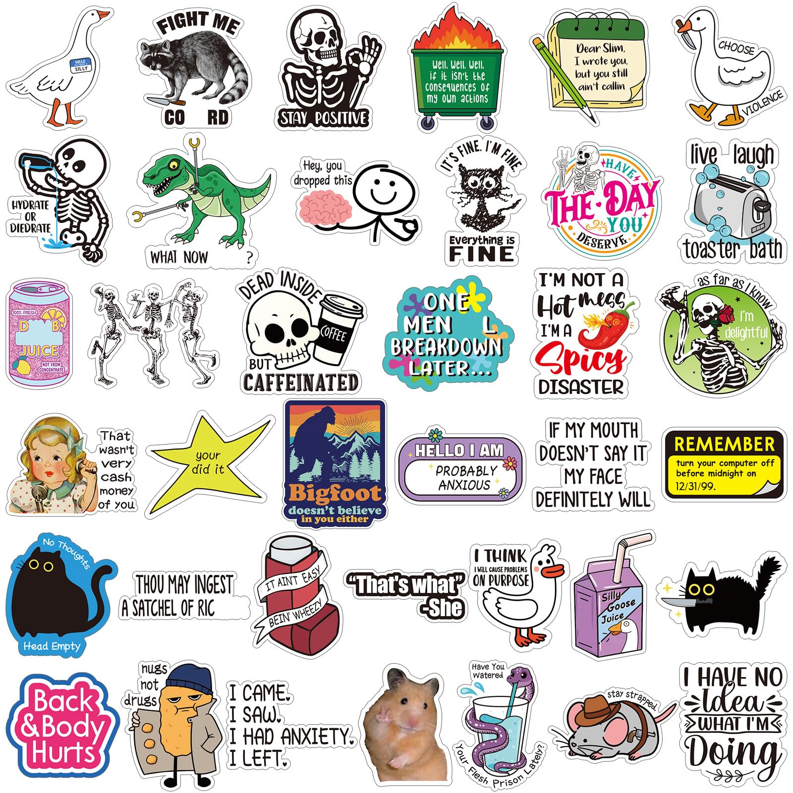 400 Pcs Funny Stickers for Adults Waterproof Funny Water Bottles Stickers Pack for Laptop, Bumper, Phone, Hard Hats, Wall, Window Decals Decors, 50 Styles