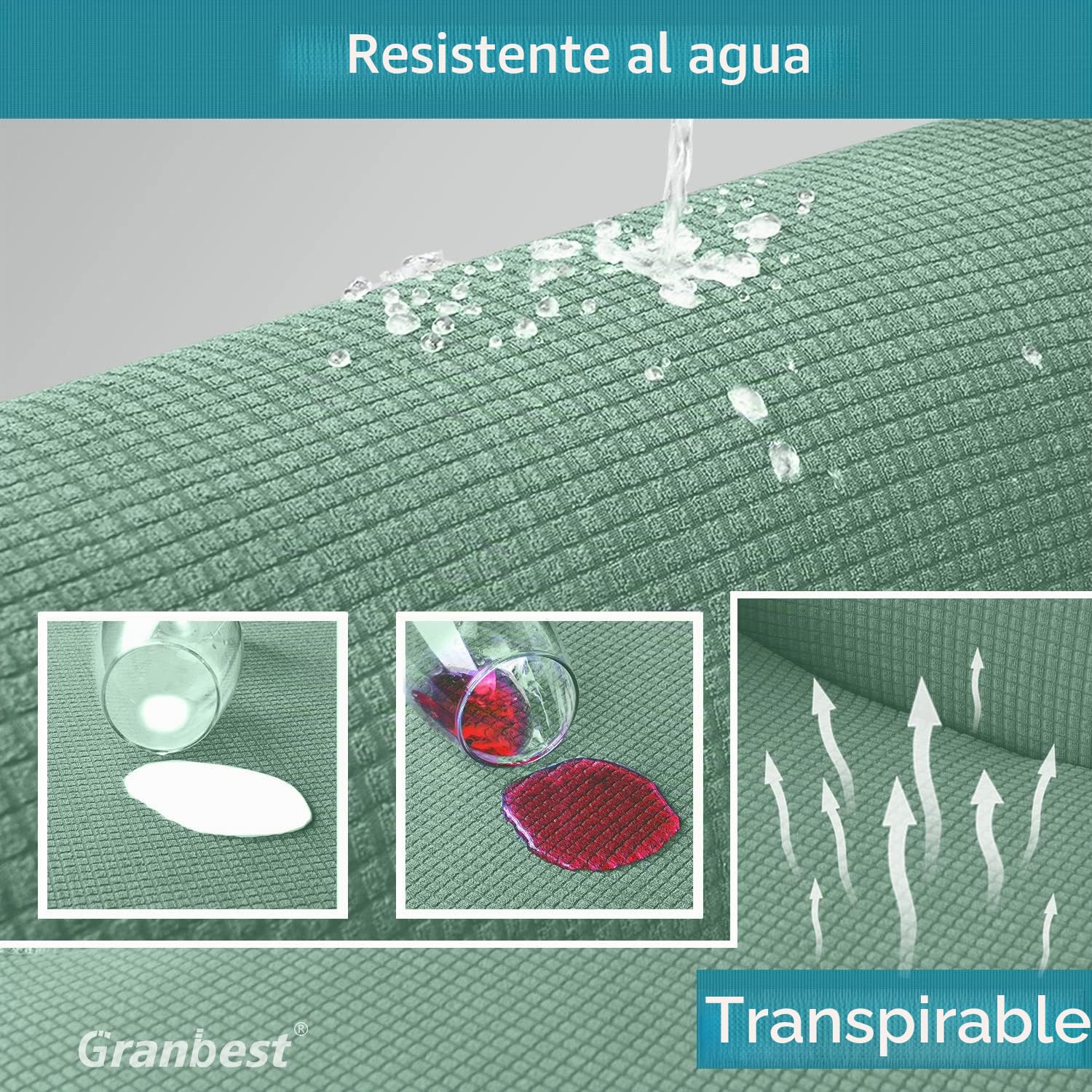 Granbest Funda de futón Impermeable sin Brazos, protección de futón de Alta Elasticidad para sofá Cama Plegable Antideslizante sin reposabrazos (Matcha Verde)