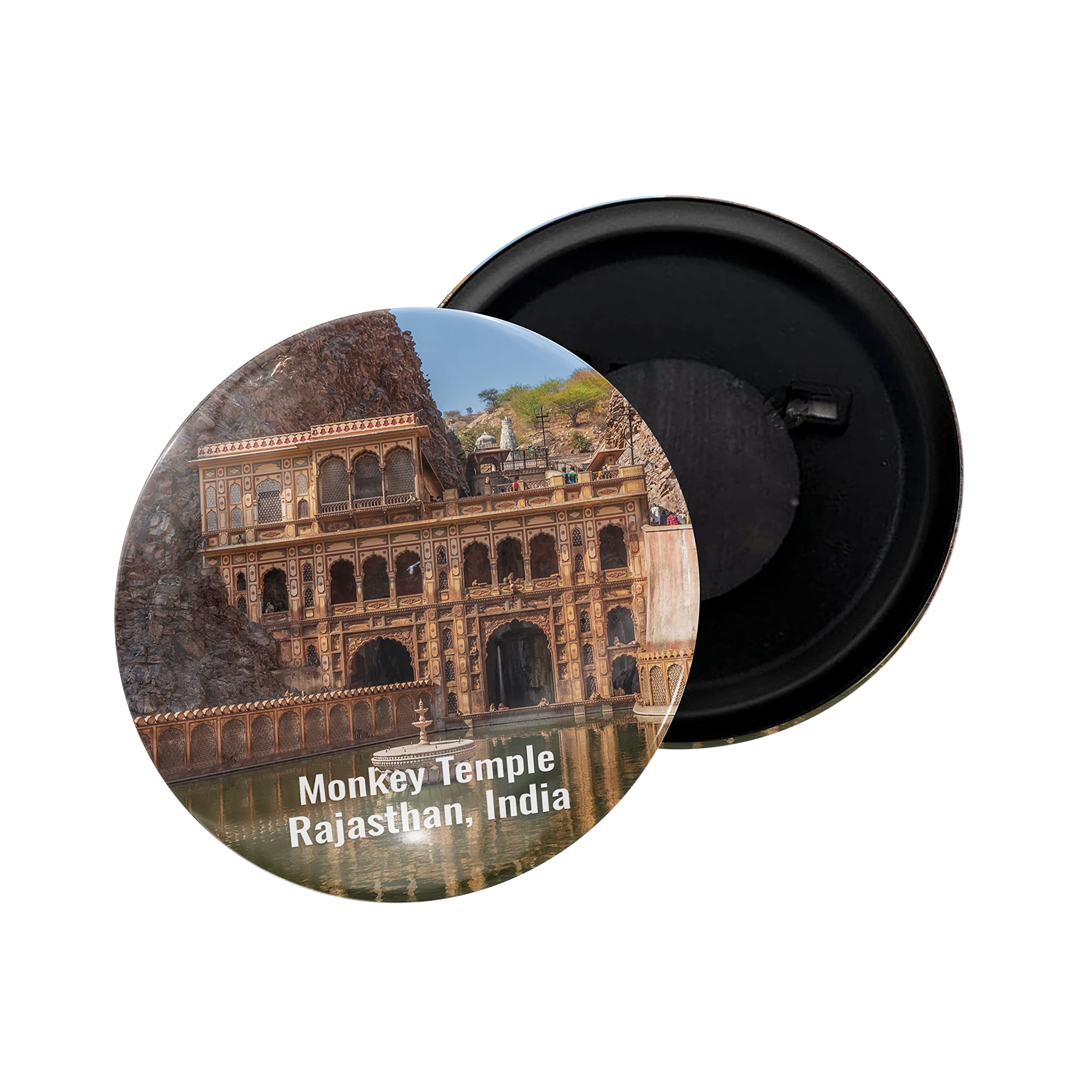 dhcrafts Fridge Magnet India Rajasthan Monkey Temple Glossy Finish Design Pack of 1 (58mm)