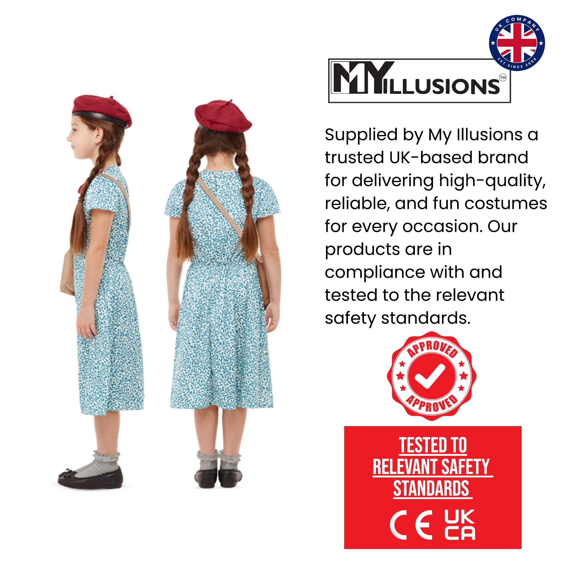 My Illusions Girls Evacuee Costume XL, Blue, 12-14 Years - Image 4