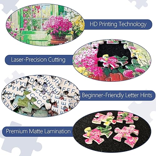 Miniatura 4 de Rompecabezas de cobertizo de jardín de 1000 piezas para adultos, arte desafiante de invernadero, cobertizo para macetas, acabado mate premium, 27.56