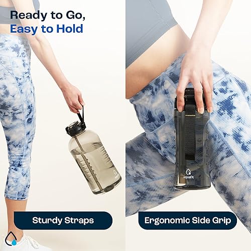 Miniatura 7 de AQUAFIT Botella de agua de 24 onzas con marcador de tiempo - Tapa de popote y pico 2 en 1 - Botella de agua grande con popote - Botella de agua para