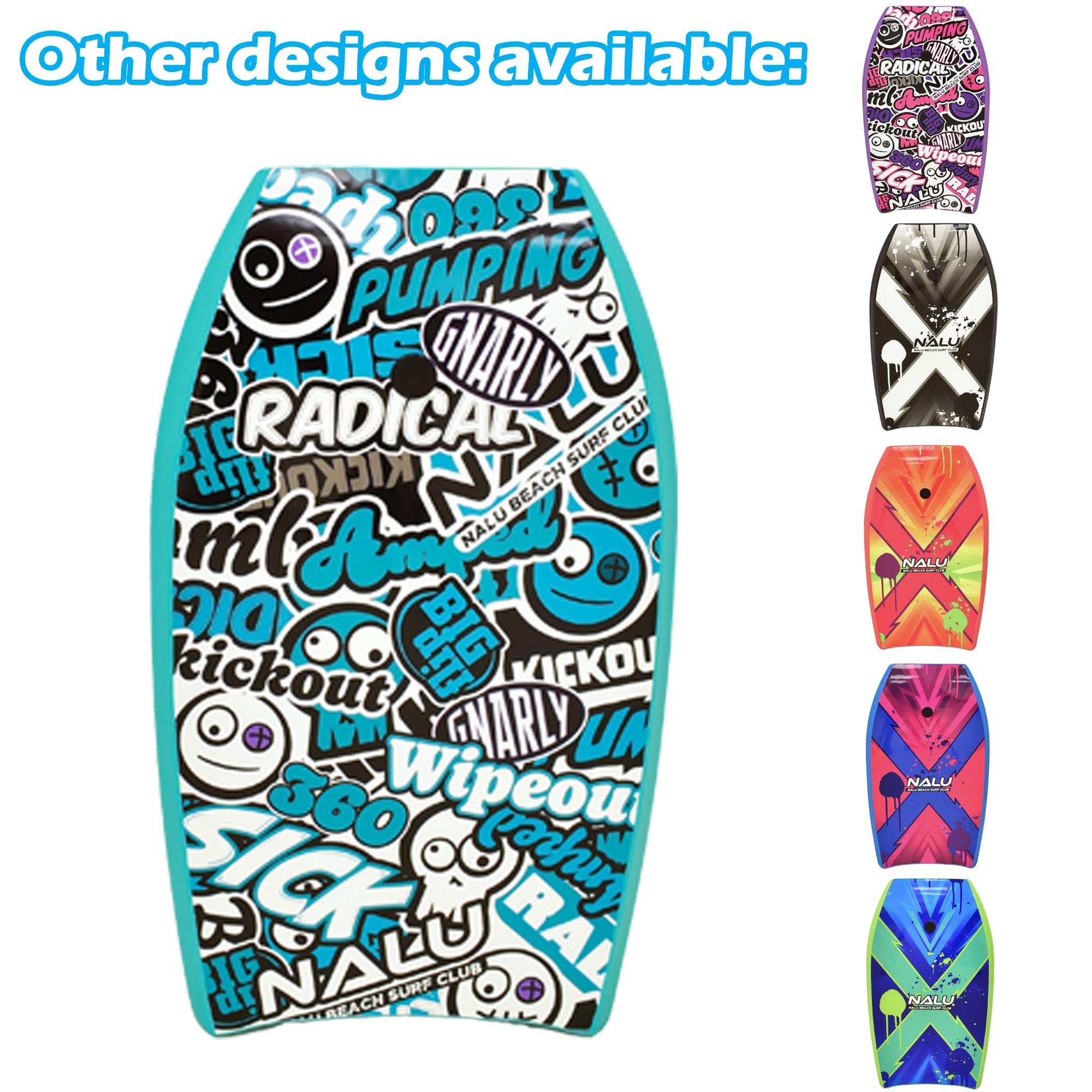 Nalu Bodyboard Cross Bodyboard en polystyrène expansé avec laisse et bouchon Bleu sarcelle 104,1 cm