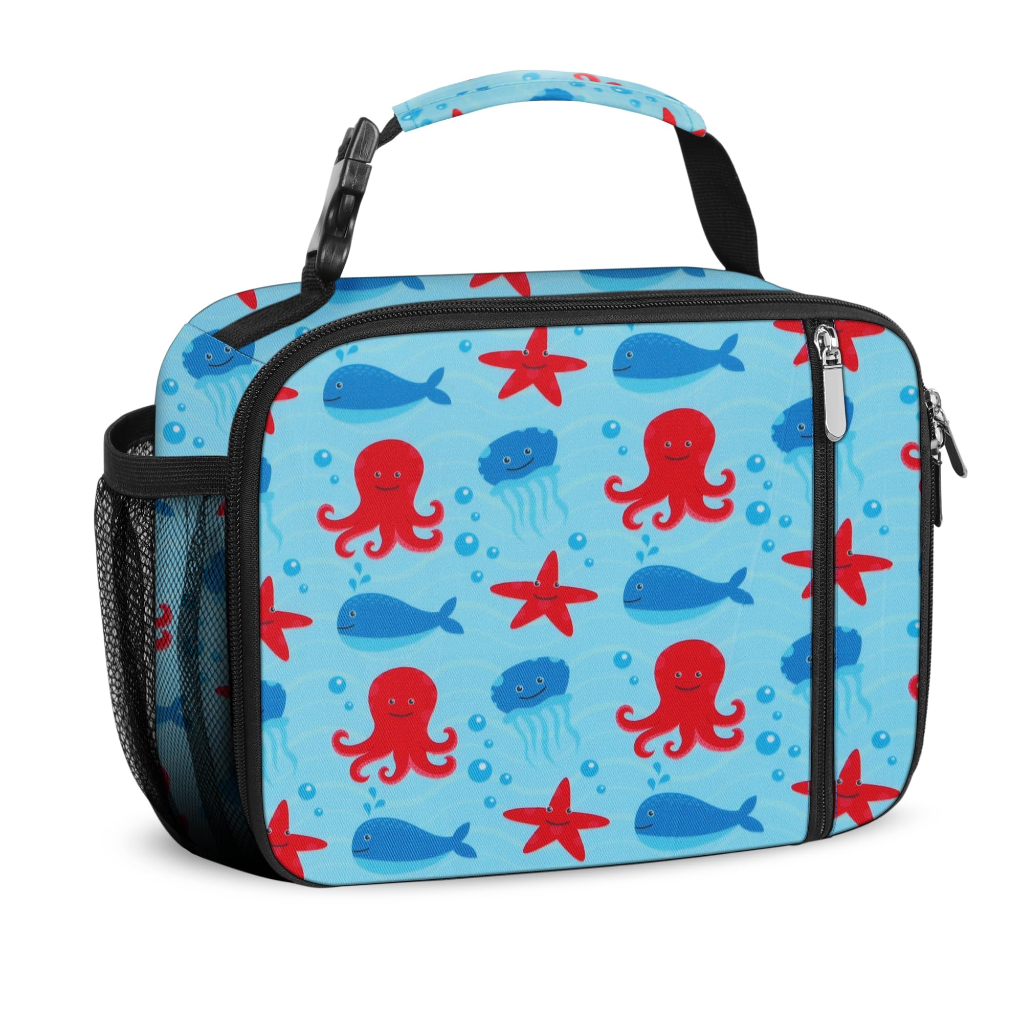 esouler Lunch Box Kids Insulated Lunch Bag for Boys & Girls Durable Children Lunchbox for School with Water Bottle Holder-Octopus