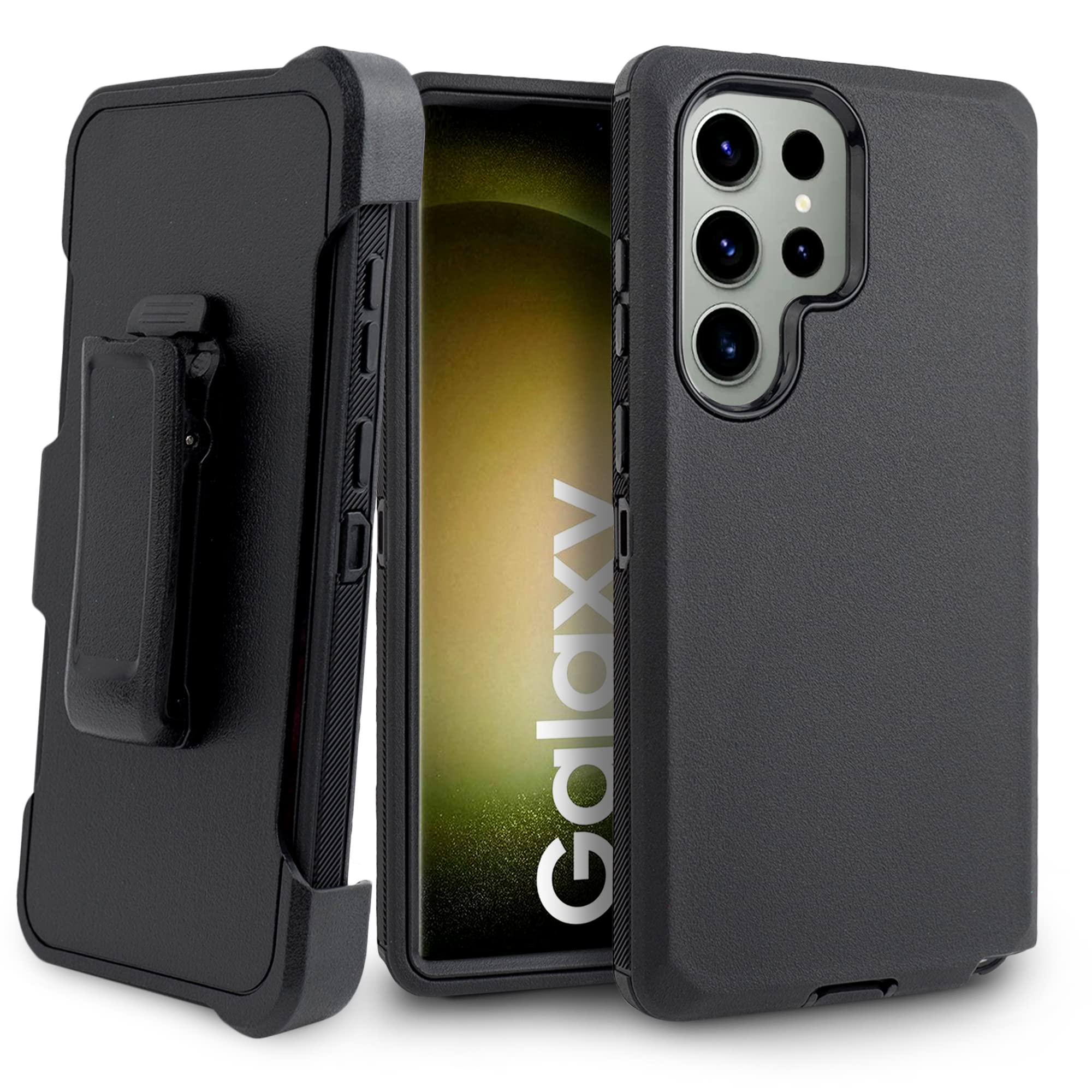 Customerfirst Compatible for Samsung Galaxy S23 Ultra Case, with Belt Clip Holster Heavy Duty Rugged Shockproof Full Body Protection Kickstand Cover
