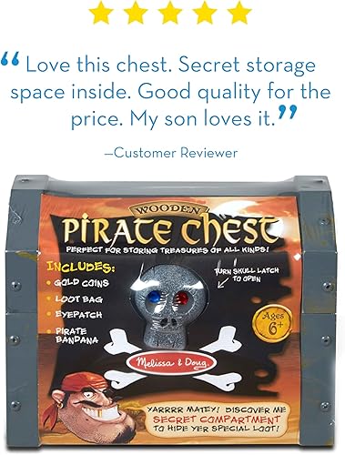 Miniatura 5 de Melissa & Doug Conjunto de juego de simulación de cofre pirata de madera