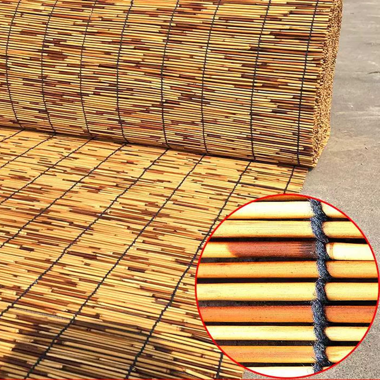 Cortina Bambú Manual Estor Enrollable De Bambú Natural - Personalizable, Efecto Blackout, Para Ventanas Hasta 150x150 Cm Cortinas Exterior