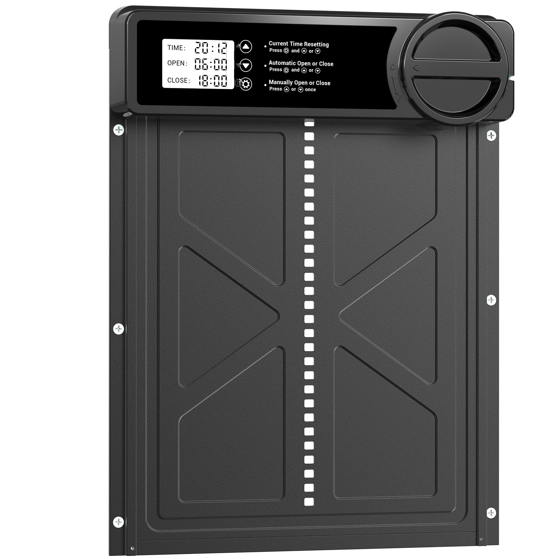 Porta Pollaio Automatica - Grande, Porta Automatica per Pollaio in Lega di Alluminio | Anti-Pizzicamento | Manuale e Timer | Grande Display, Porta per Pollaio Automatica Alimentata a Batteria