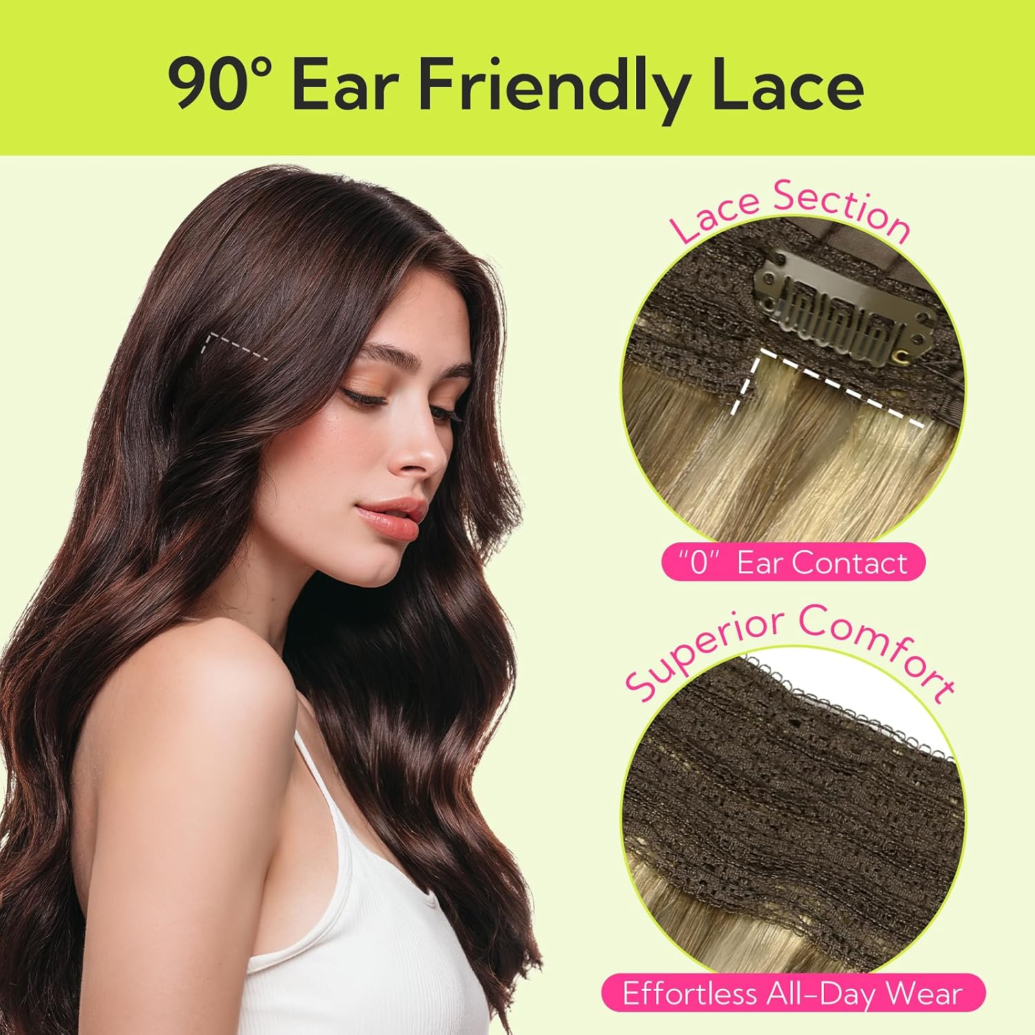 HOTBANANA Wire Hair Extensions, 16 inch 95g Ash Brown Highlighted Golden Blonde Invisible Fish Line Real Human Hair Extensions Straight