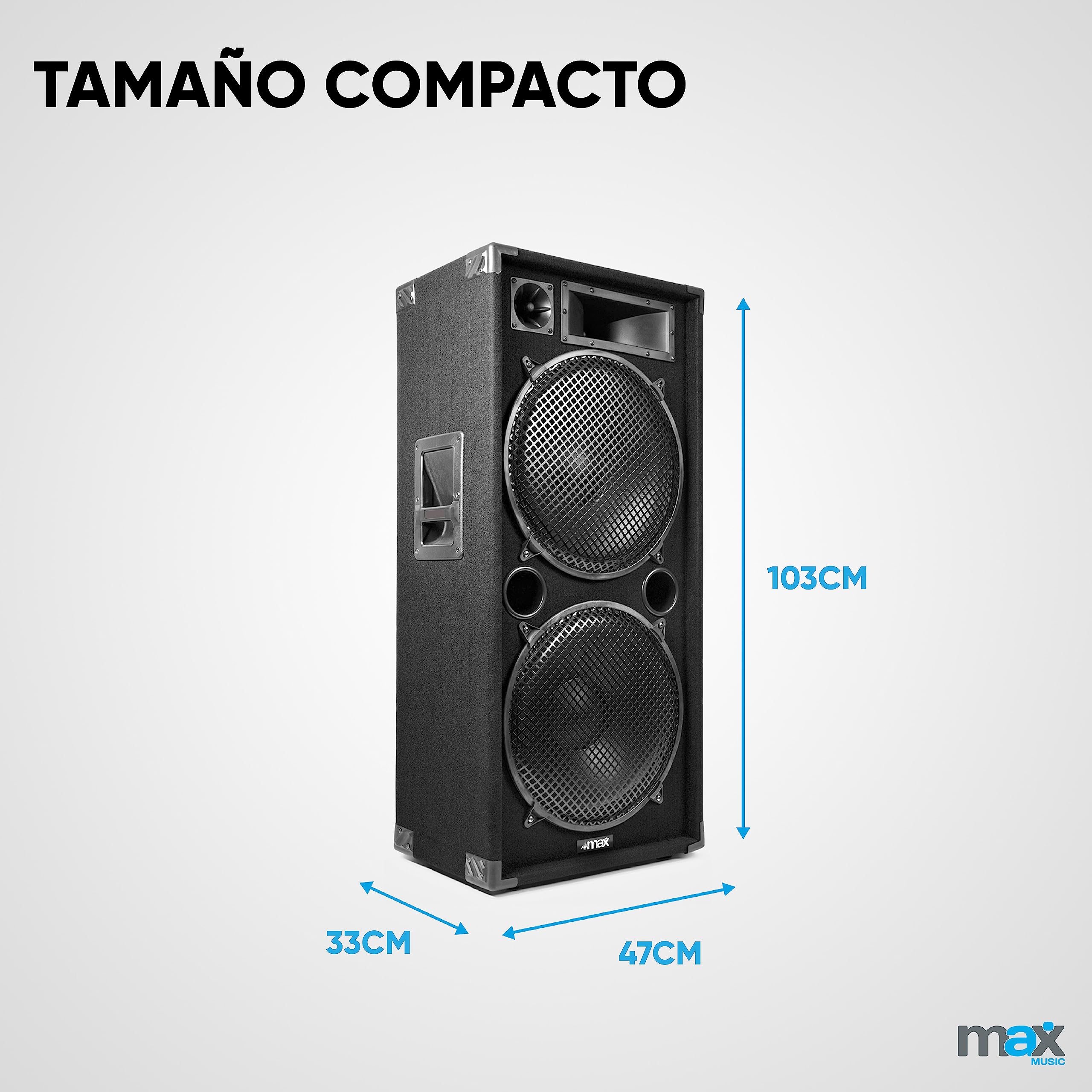 Skytec Dark Night 215 - Sistema de Sonido Completo 4000W con Doble Altavoz de 15", Amplificador Incluido, 3 vías, Graves potentes, Ideal para DJ, Fiestas y Eventos Grandes