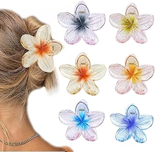 Kinretixia® Pack of 6 Flower Hair Clips for Women - Transparent Flower Hair Clip - Large Cute Hair Clips for Women Girls Gifts - Hair Accessories