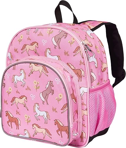 Wildkin Mochila infantil de 12 pulgadas, acolchada, ajustable, ideal para guardería y viajes, caballos salvajes