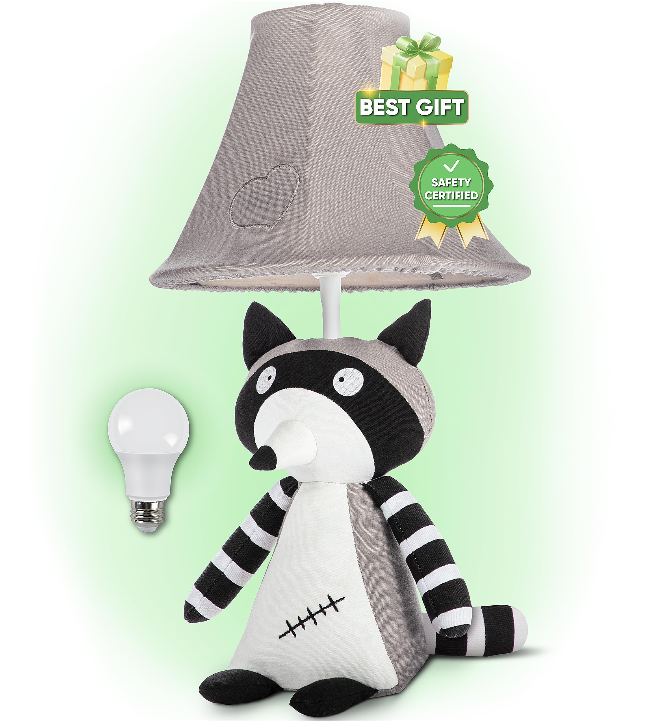 Table Lamp for Kids Bedroom - Gift for All Ages, Cute Animal Lamp Toddler Boys Girls, Raccoon Room Decor Boys, Birthday Gifts Kids, Teens, Brother, Son, Friends, Men, Father, Dad, Mother, Mom