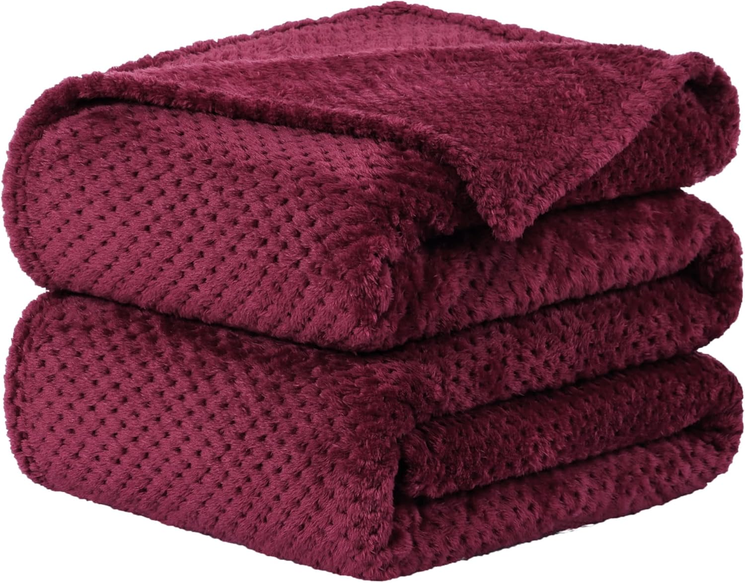 uxcell Flannel Fleece Bed Blankets, Soft Warm Microfiber Blanket, Mesh Fuzzy Plush 330GSM Lightweight Decorative Solid Blankets for Bed Queen (78"x90") Burgundy 78"x90" Burgundy