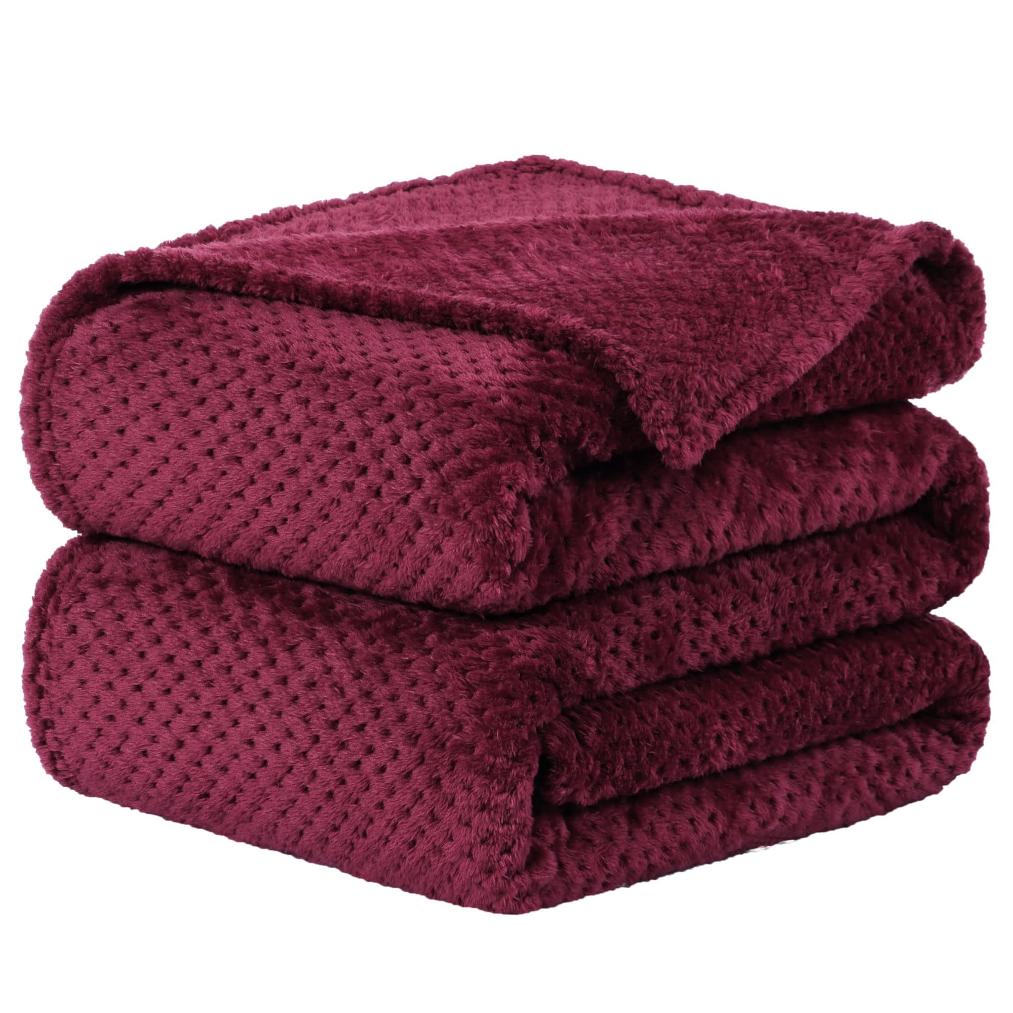 Couverture polaire bordeaux Queen 200x230 cm en flanelle douce de polyester pour lit double