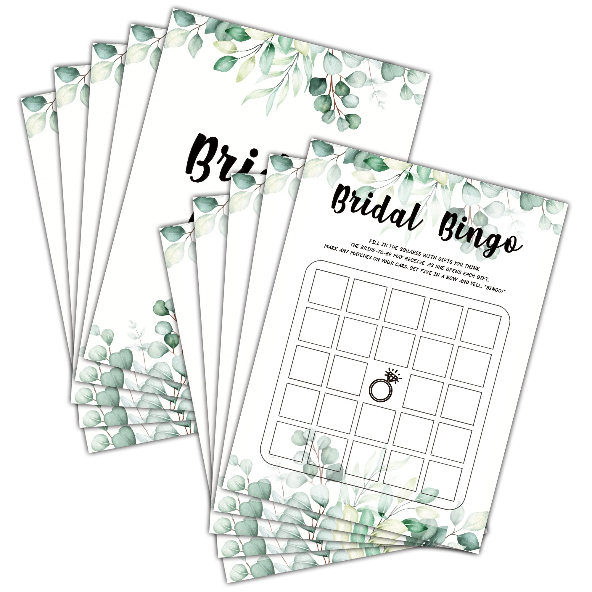 Bridal Shower Game Set - Bridal Bingo Party Cards for Wedding - Greenery Wedding Party Favor Decor - Tropical Jungle Engagement/Bachelorette Party