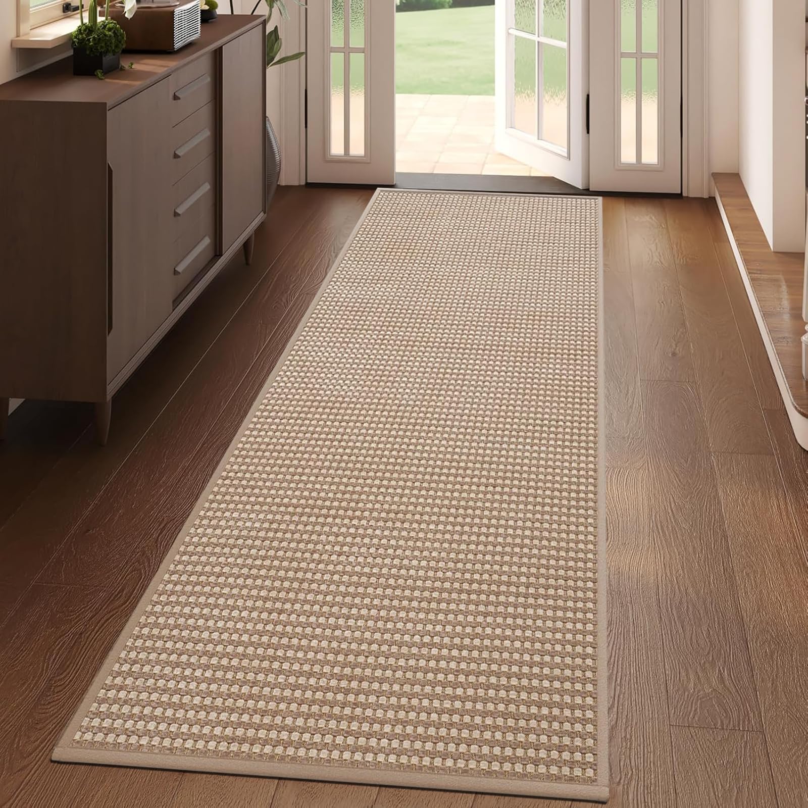 Tapis de Passage 45x180cm, Chenille Tapis Cuisine Devant Evier, Antidérapant et Lavable, Facile à Nettoyer pour Couloir, Buanderie, Salle de Bains, Marron