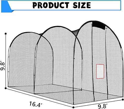 Miniatura 2 de HABALL Jaula de bateo de béisbol, jaulas de bateo para patio trasero, jaula de bateo portátil para béisbol y softbol, jaula de bateo resistente red