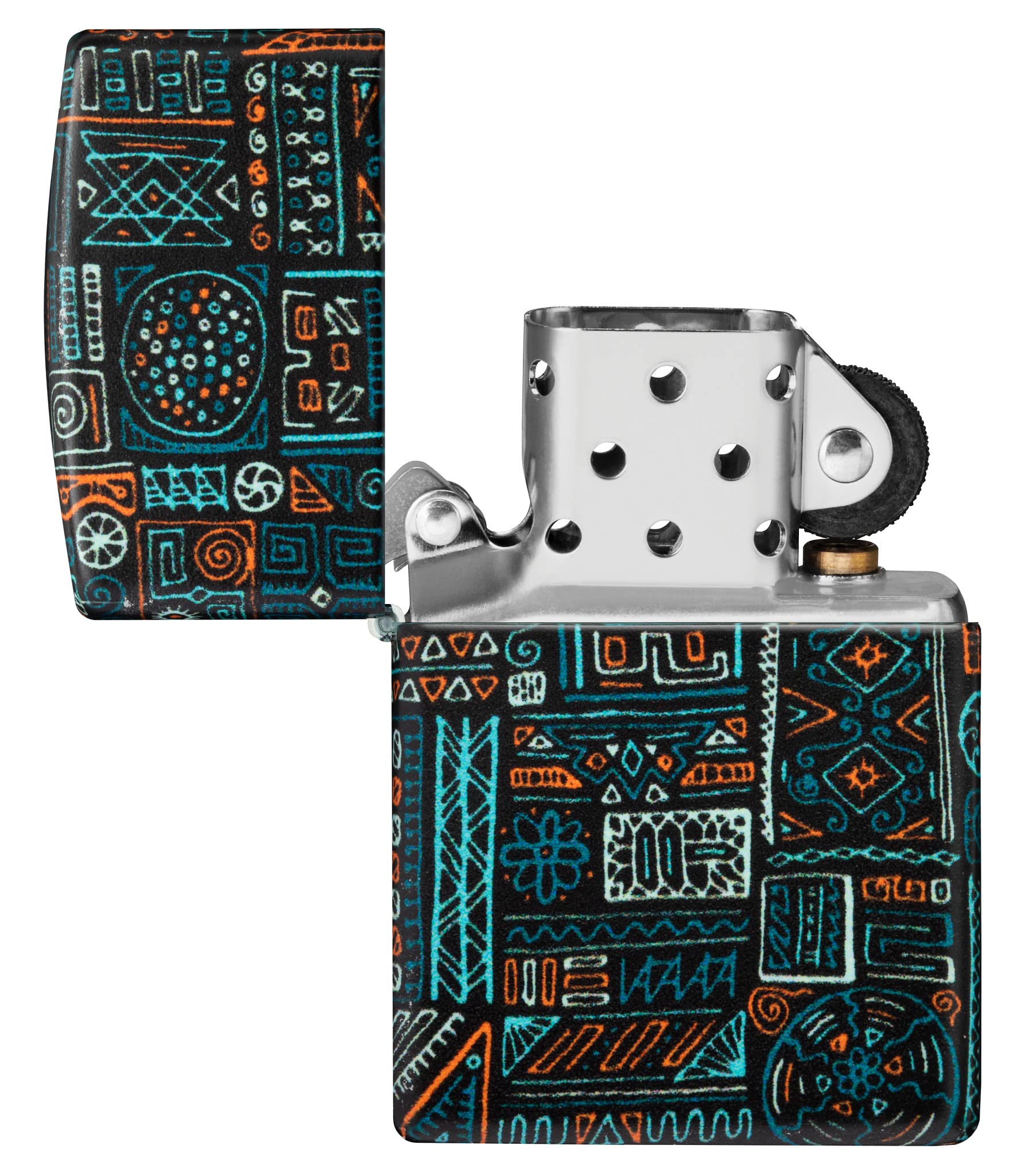 Zippo Lighter, Metal, Black Matte, One Size, Multicolor - Tribal Pattern African, 5.5 x 3.8 x 1.2 cm - Image 4