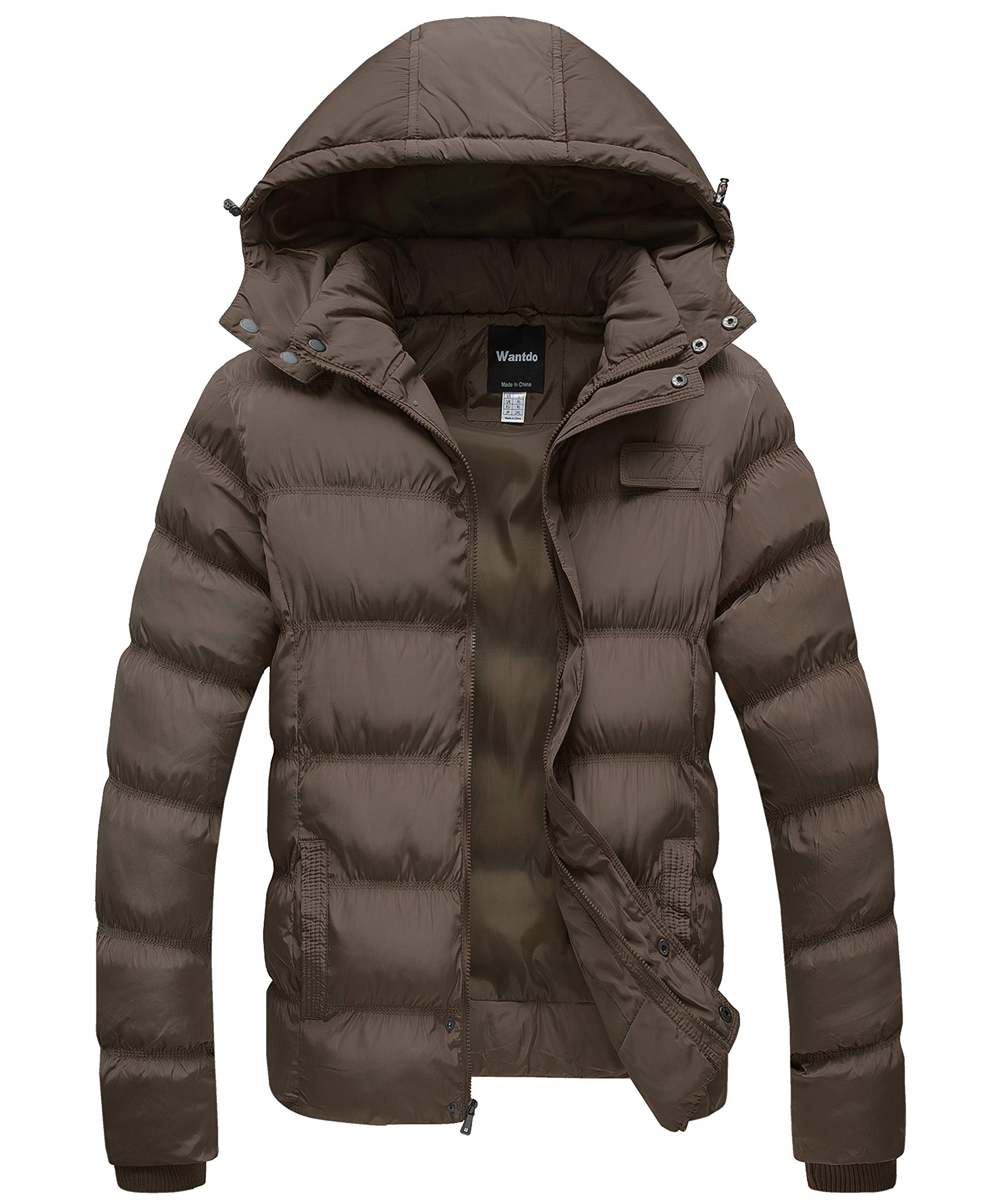 Wantdo Men's Winter Thicken Cotton Coat Warm Puffer Jacket with Removable Hood
