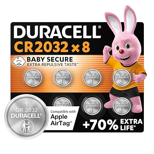 Duracell CR2032 Knopfzellen, CR 2032 Lithium Knopfzelle 3 V (8 Stück), ideal für z.B. Autoschlüssel, Waagen, Fitnesstracker, medizinische Geräte