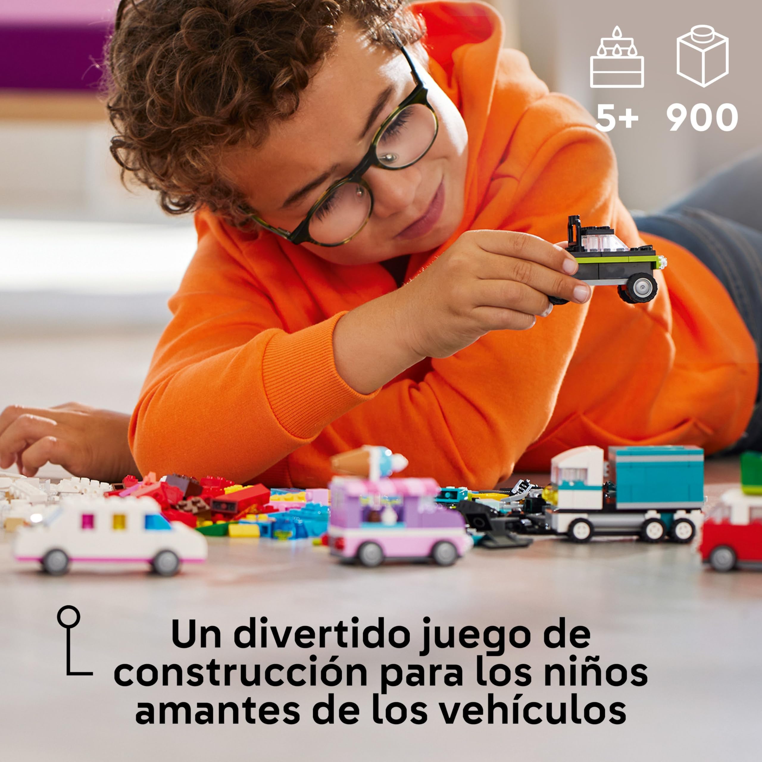 LEGO Classic Vehículos Creativos Coloridos, Maquetas de Coches Urbanos: Coche de Policía, Camión y Más, Juguete de Construcción con Ladrillos, Regalo para Niños y Niñas de 5 Años en Adelante 11036