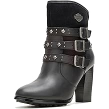 女式 Abbey 皮革和绒面革摩托车时尚靴子鞋类