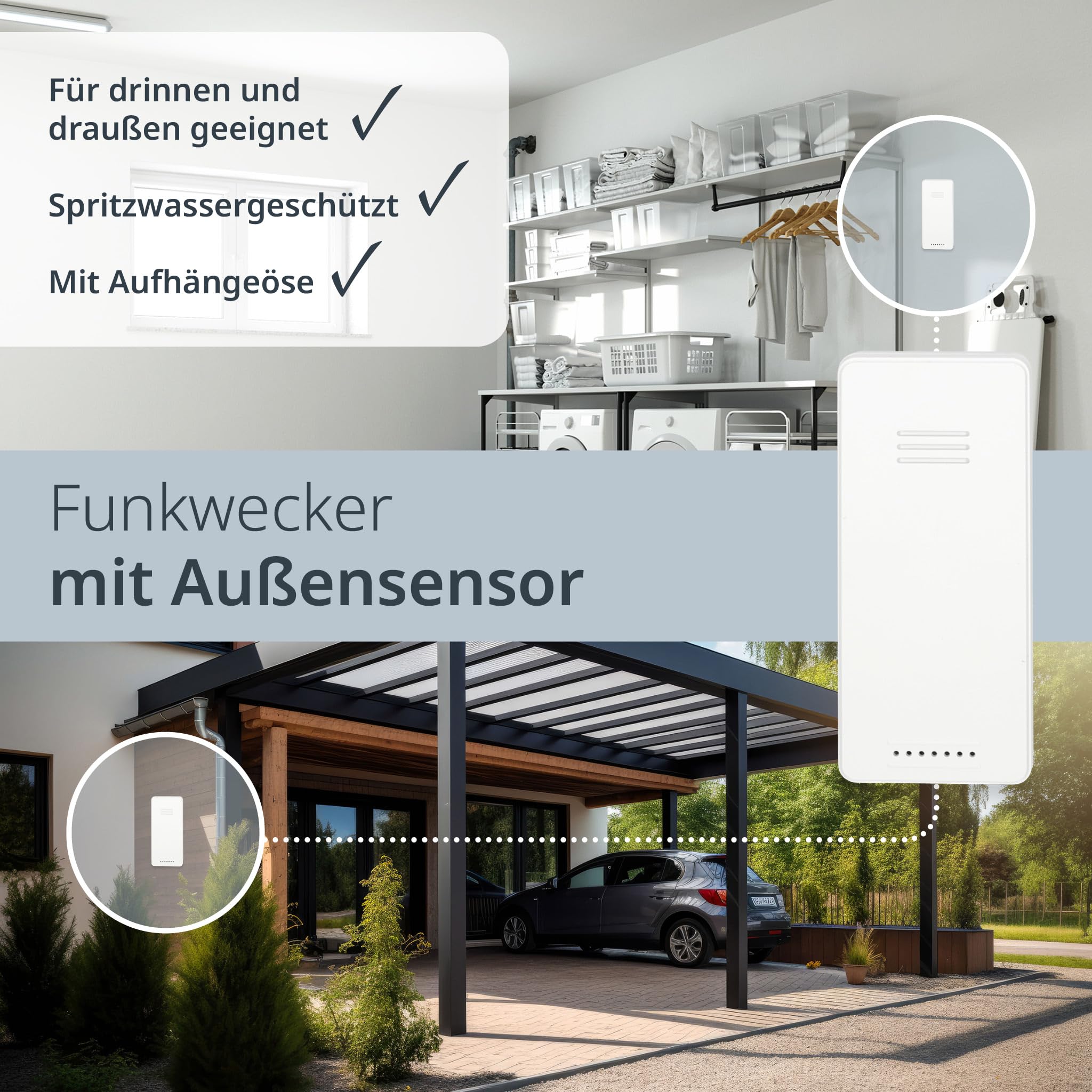 ADE Digitaler Funkwecker mit Projektion und Außensensor | Projektionswecker mit 2 Weckzeiten | Uhr mit Temperaturanzeige, Datum und Wochentag | inkl. Netzkabel | schwarz