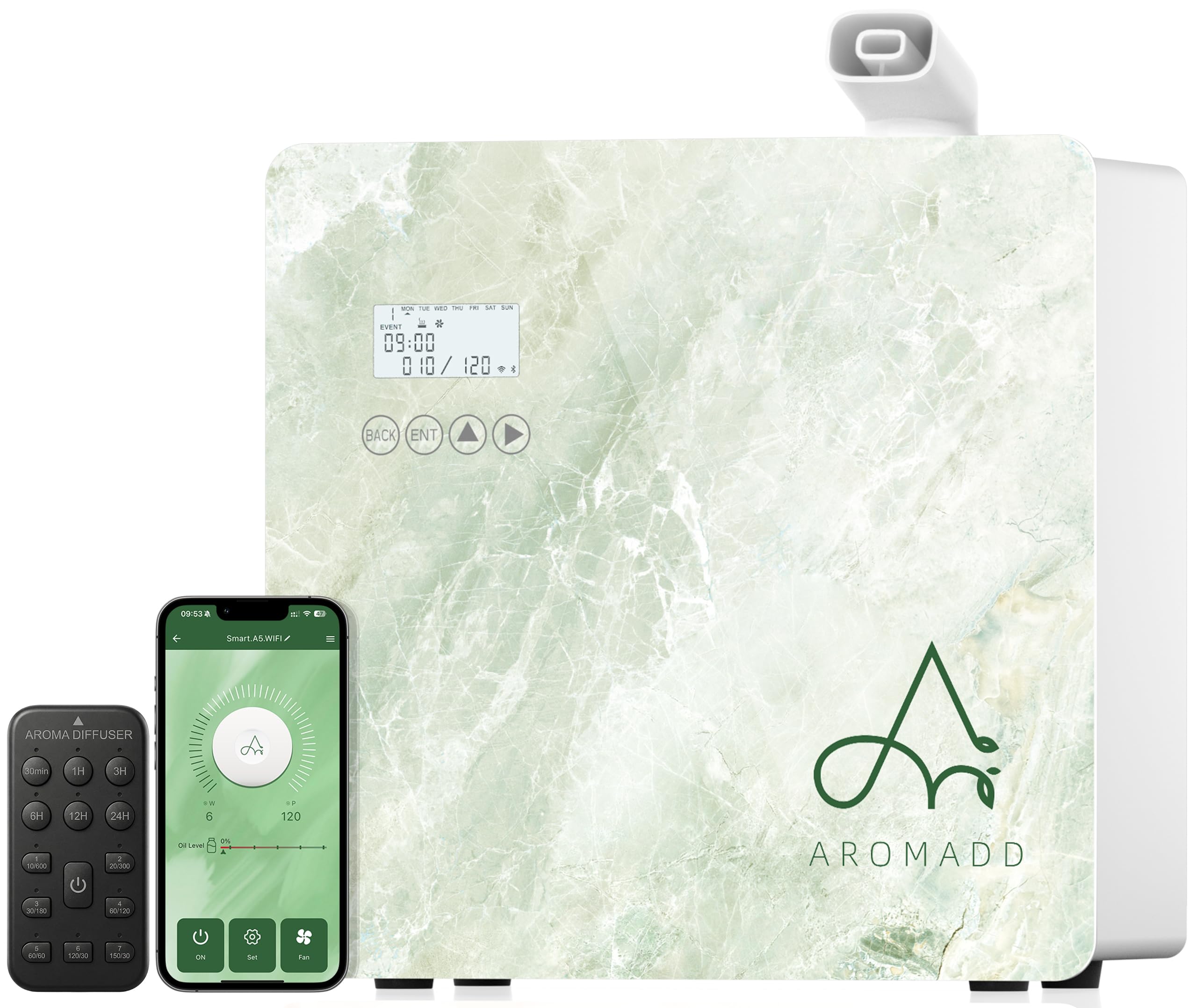 Photo 1 of 2026 Upgraded 3500 Sq.Ft HVAC Scent Diffuser for Home, Smart Whole House Scent System with App & Remote Control, Hotel Collection Waterless Diffuser for Large Room, Cold Air Tech, 600mL, Marble Green