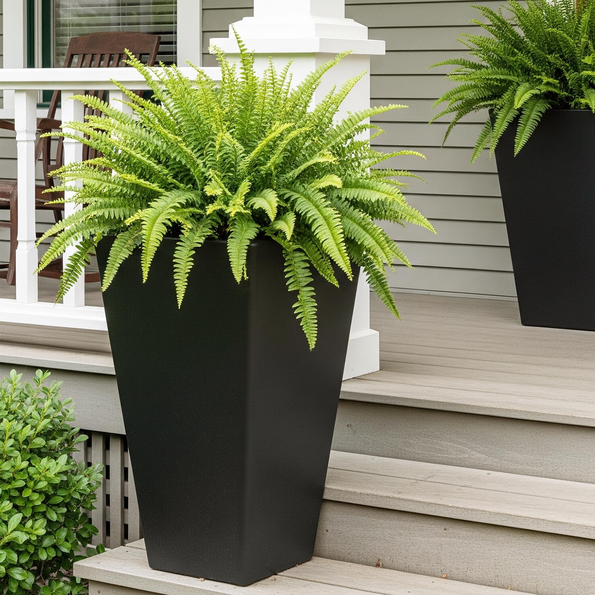 Amazon.com : Worth Garden 20" Tall Planters Set of 2  Large Black Tapered  Plastic Flower Pots for Indoor & Outdoor Use  Modern Plant Containers with  Drainage Holes  Ideal for