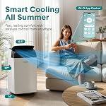SereneLife 14,000 BTU Portable Air Conditioner with Dehumidifier, Heat, & Fan | Wi-Fi Enabled Portable AC Unit for Wide Area Climate Control | Compact Standing Air Conditioner with Window Kit