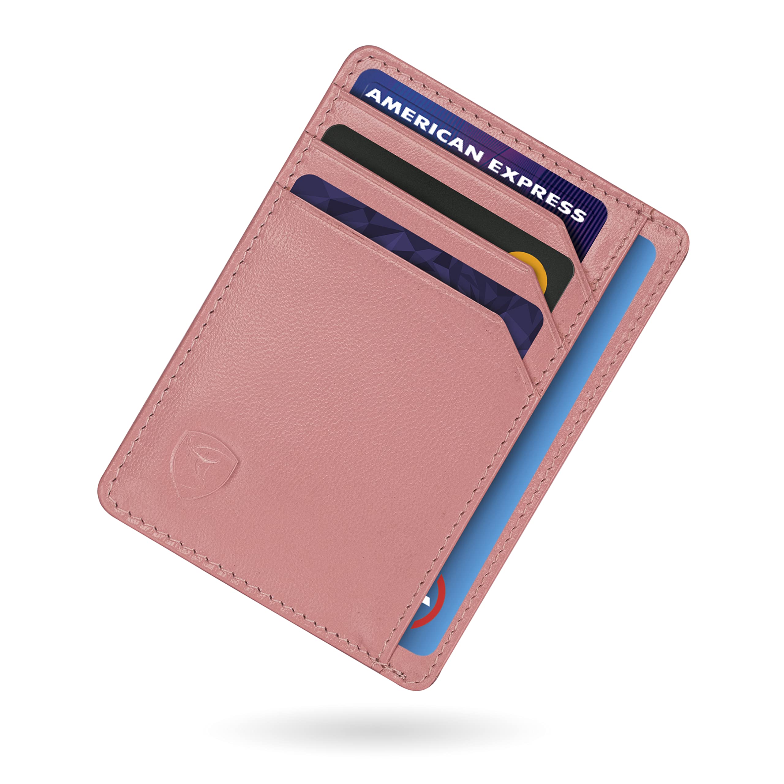SKENZBISlim Wallet RFID Secured Credit Card Holder Minimalist Wallet for Men - Leather Wallets for Men Card Holder (Pink ZIP EDITION)