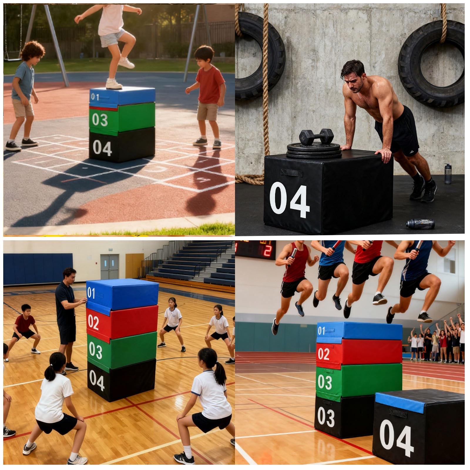 Caja Pliométrica Plyo Para Entrenamiento Cruzado, Antideslizante Juego de Fitness Caja de Salto Para Entrenamiento del Salto Casa Oficina MMA&Acondicionamient(Size:90*55*30cm/35*21*11.8in,Color:rojo)