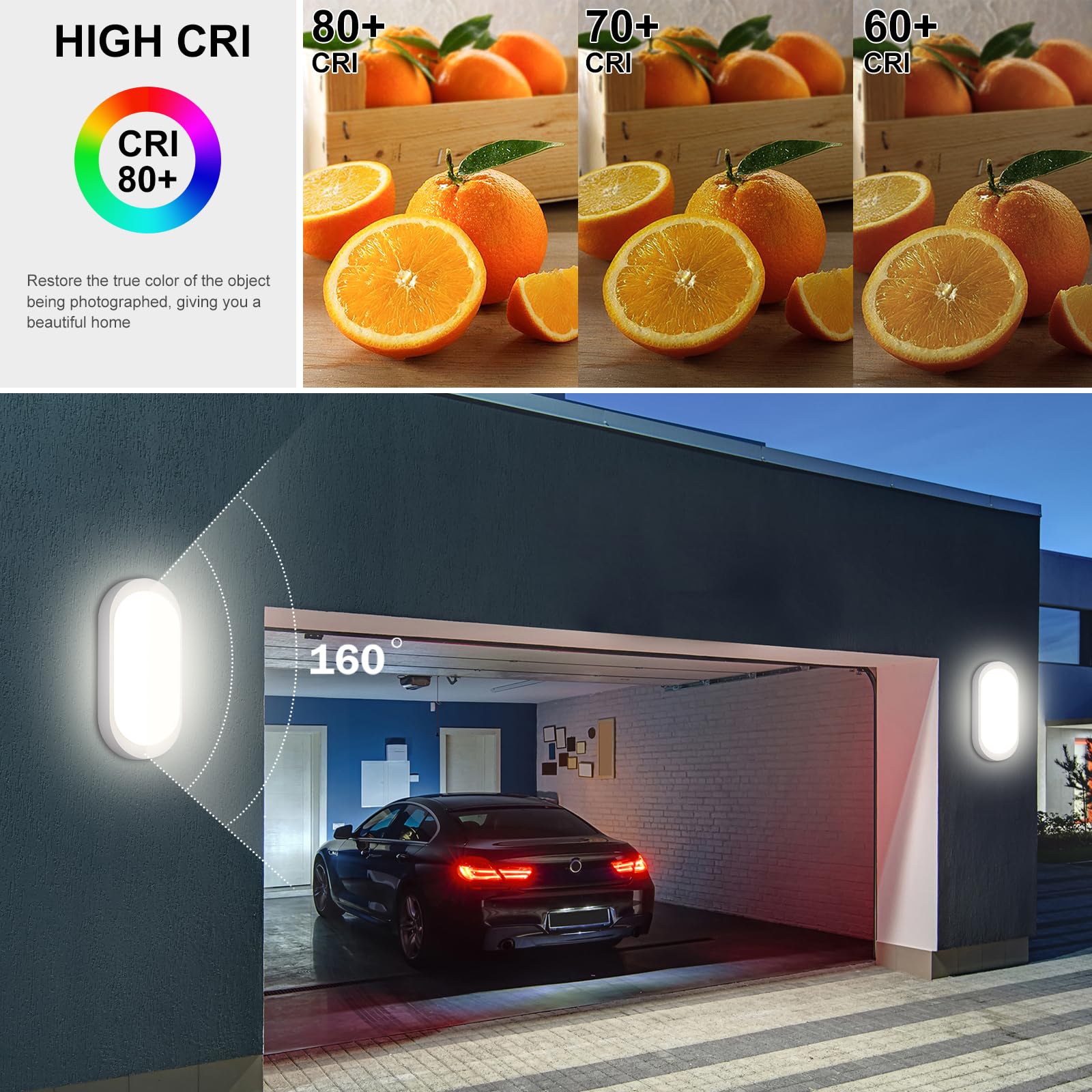 Oraymin 2 lampade a LED per cantina, 18 W, 1710 lm, IP65, lampada da parete ovale, 4000 K, bianco neutro, per scale, corridoio, cantina, WC, garage, 20,7 x 9,8 x 6 cm