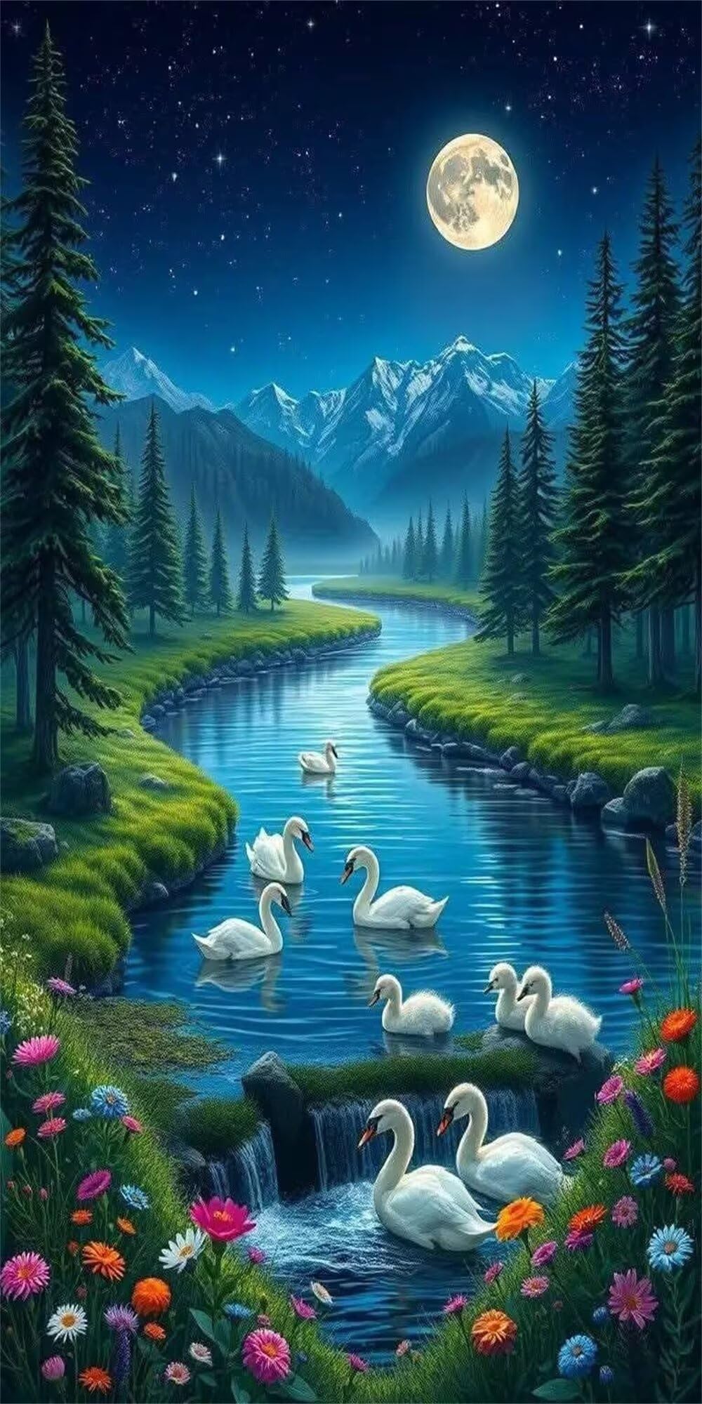 Księżyc duży, diamentowy obraz dla dorosłych, 60 x 120 cm, n5w-987