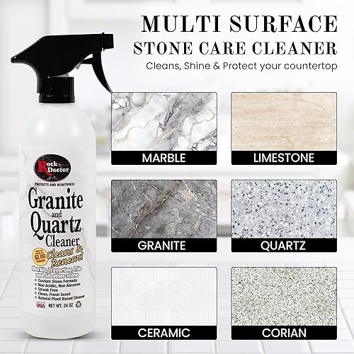 Miniatura 4 de Rock Doctor Spray limpiador de granito y cuarzo de 24 onzas. Lata, limpia azulejos, mármol, encimera de cocina y superficies de piedra natural,