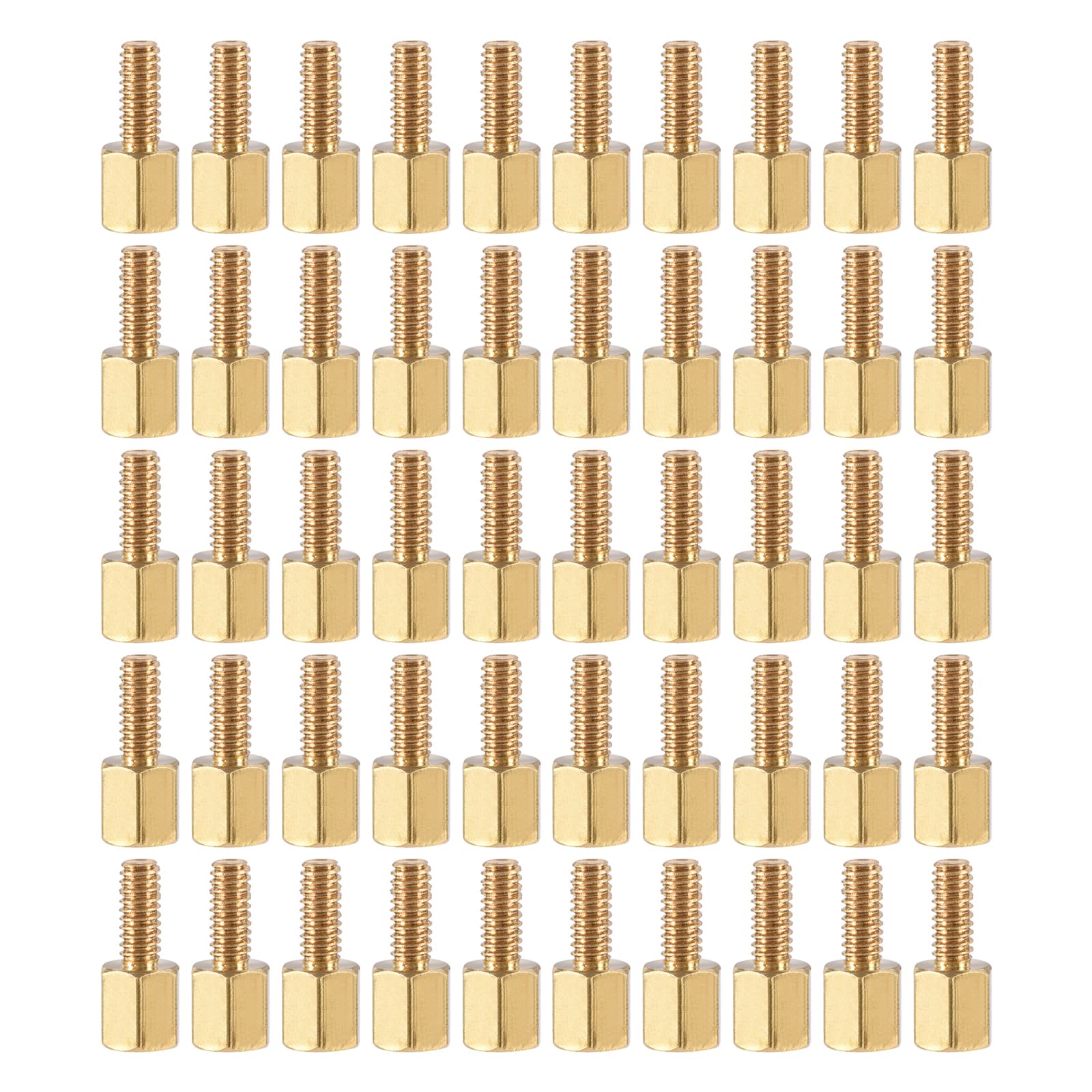 YOKIVE 50 Pcs M2.5 Standoff Screws, Brass Hex PCB Standoffs, Keep Height Consistent, Great for Motherboard (Gold Tone, 5mm+5mm)
