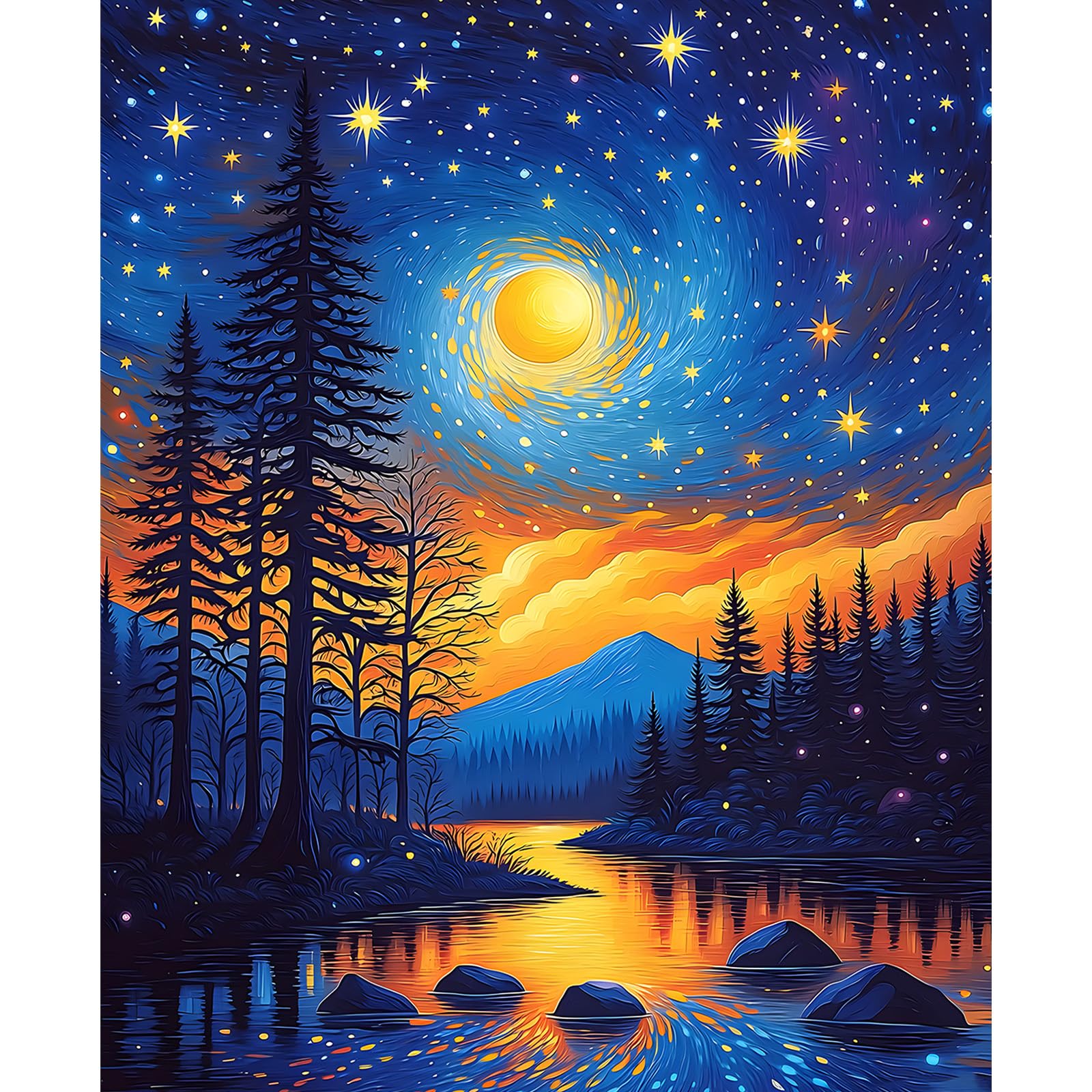 NEWENMO Beautiful Starry Sky Paint by Numbers Canvas Oil Painting Adults