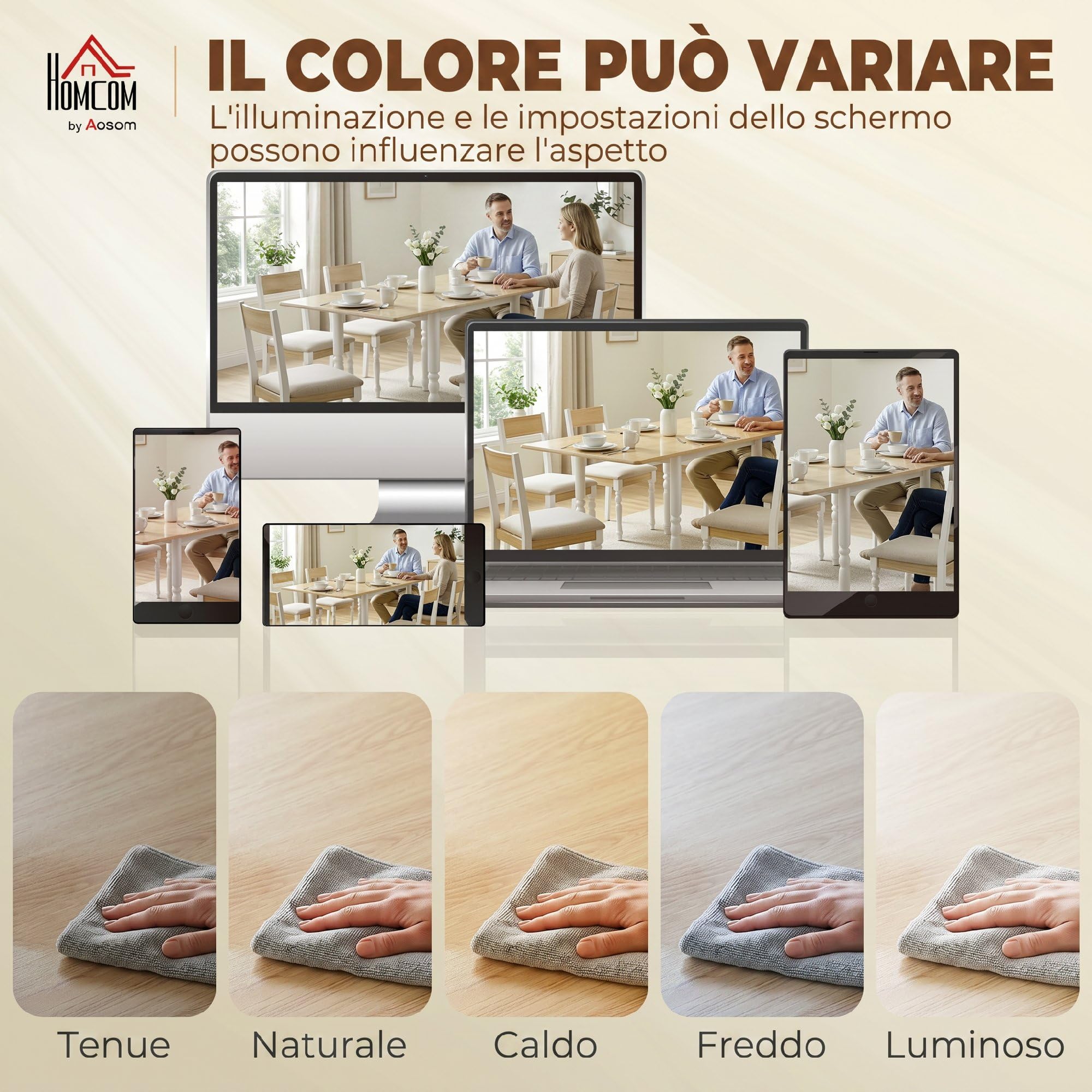 HOMCOM Tavolo da Pranzo Pieghevole per 2-6 Persone, 74-134x80 cm Tavolo Cucina a Ribalta con Gambe Tornite in Acciaio, Scrivania Richiudibile Salvaspazio per Soggiorno Sala da Pranzo, Legno Naturale