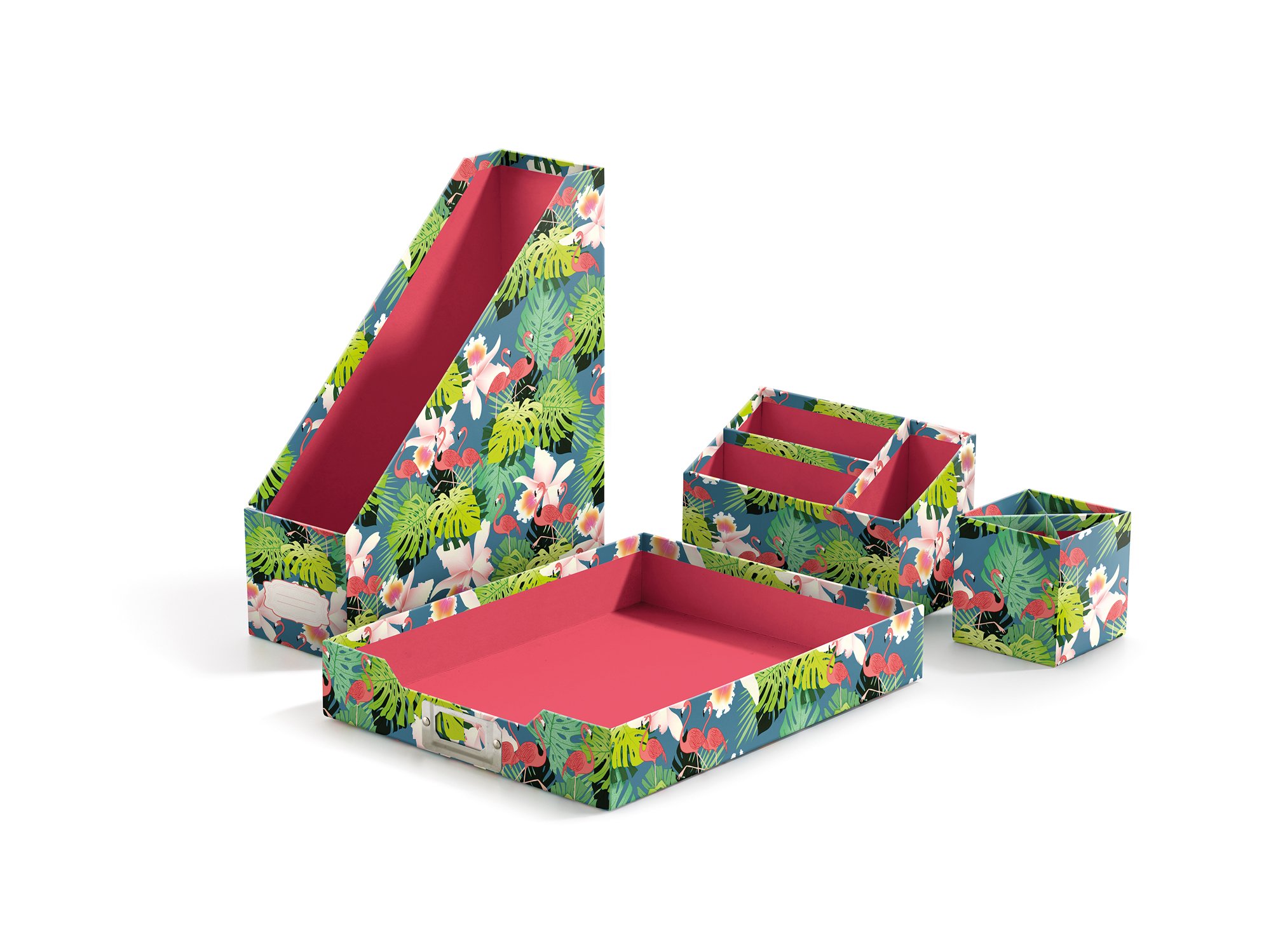 Jordi Labanda 16747 – Organizer 4 Pieces Desktop, Flamingo Design