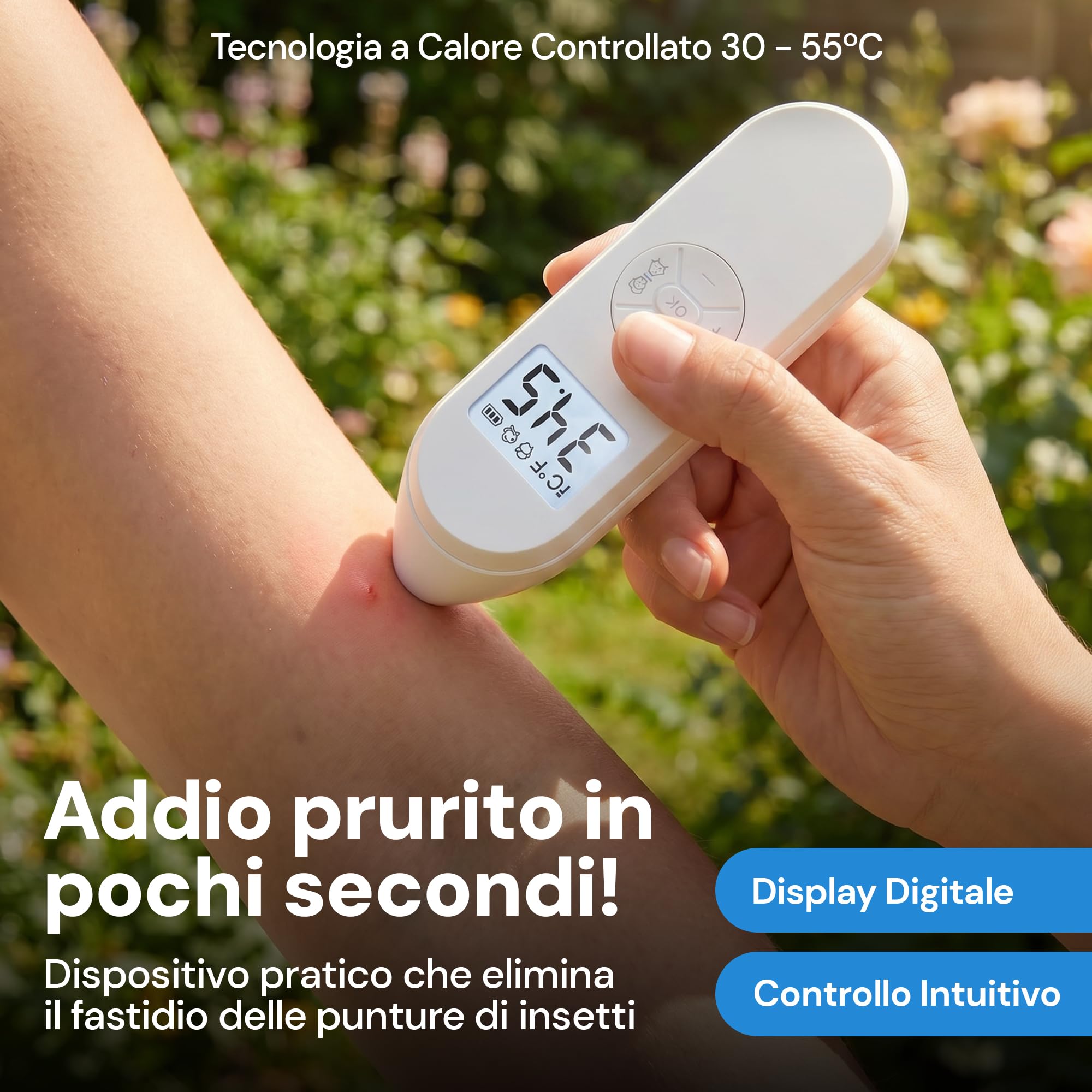Dopo Puntura Zanzare Bambini e Adulti - Antipuntura Elettronico che Sollievo - Calore Regolabile 30-55°C, LCD
