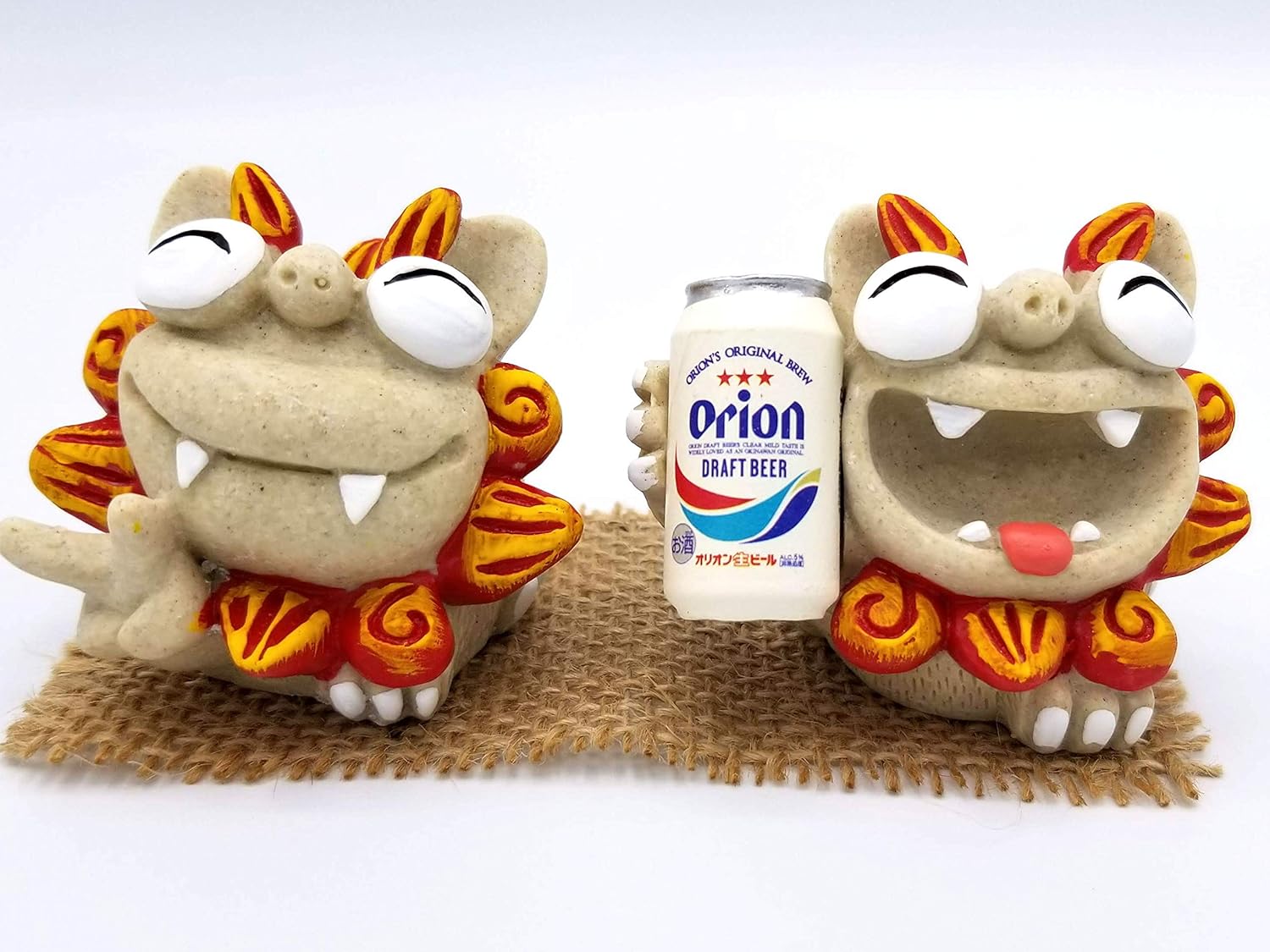 沖縄 お土産 雑貨 シーサー オリオンビール 乾杯大笑い 赤