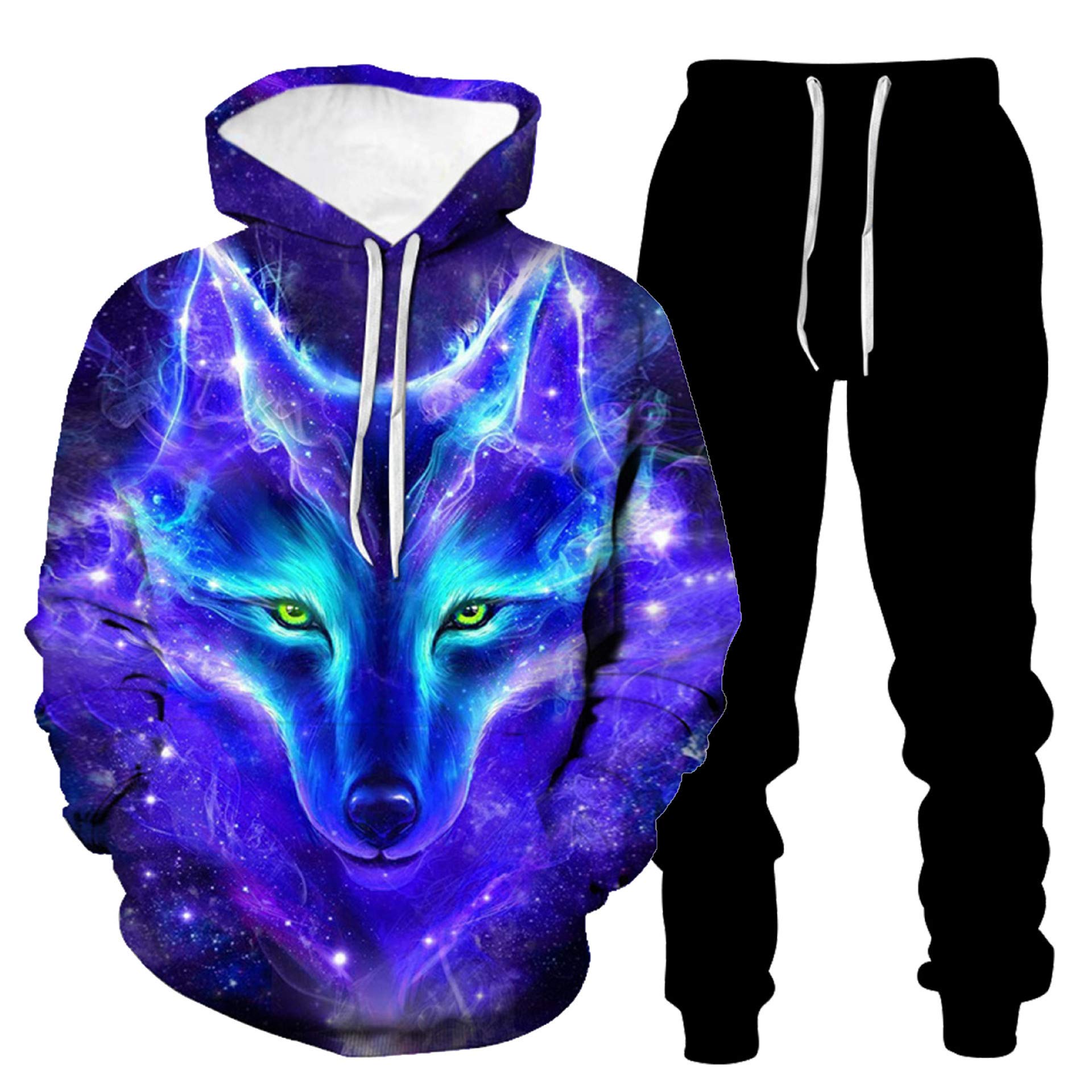 HoneystoreUnisex Printed Track Suits for Men 3D Jogger Pants Hoodies Sport Suit