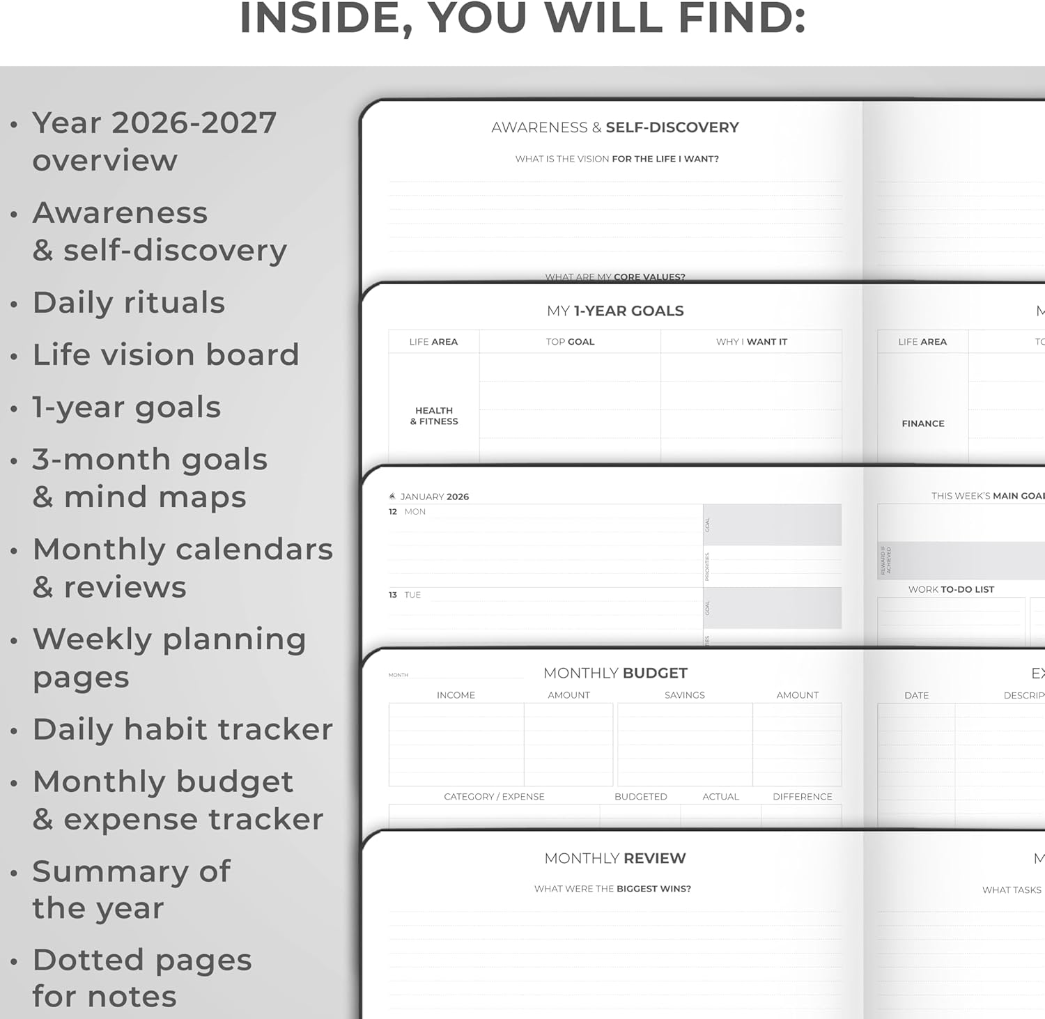 Clever Fox Planner PRO Premium Jan 2026-Jan 2027 – Luxurious Weekly, Monthly & Budget Agenda Organizer for Productivity & Reaching Goals, A4 Hardcover + Keepsake Box – Black