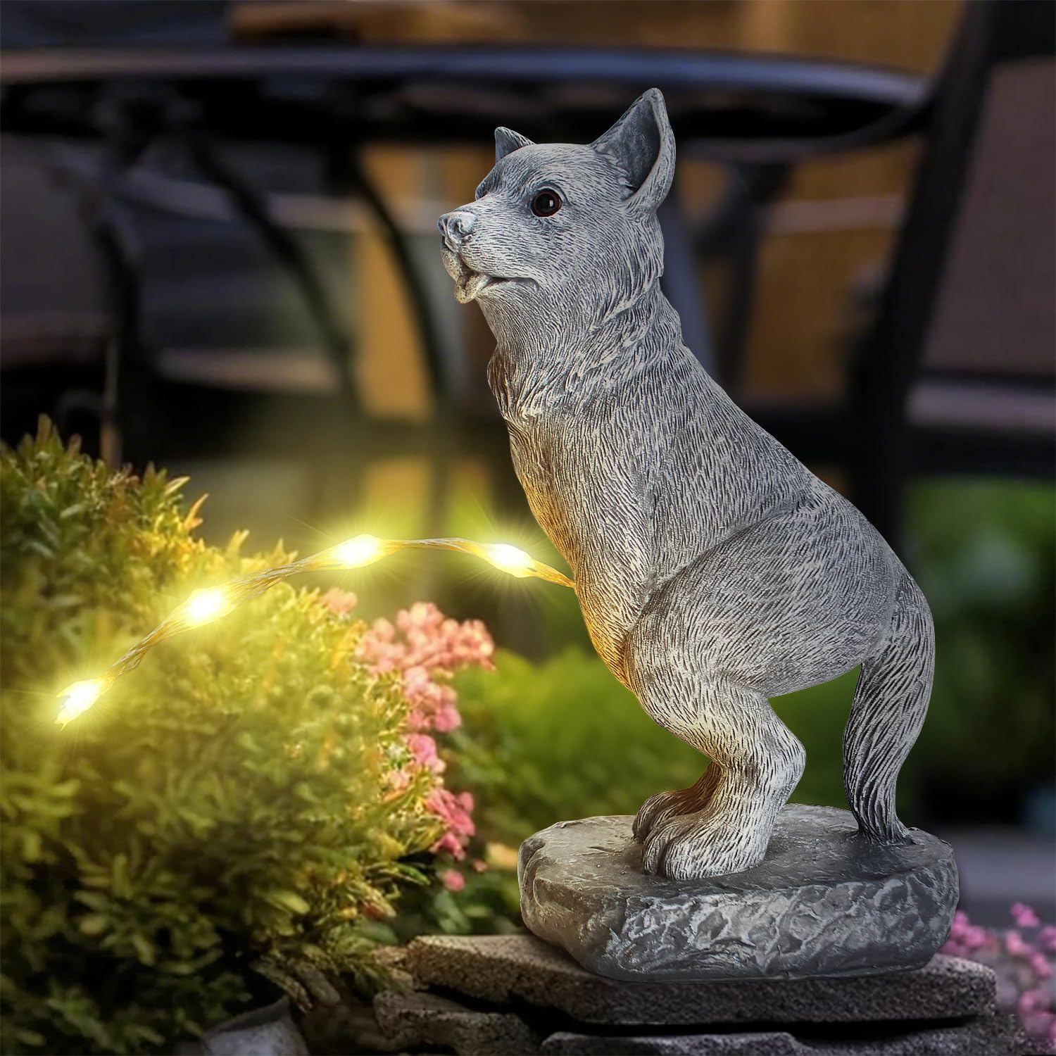 VOFSTAND Funny Dog Statue with Pee Solar Led, Ideal Gifts for
